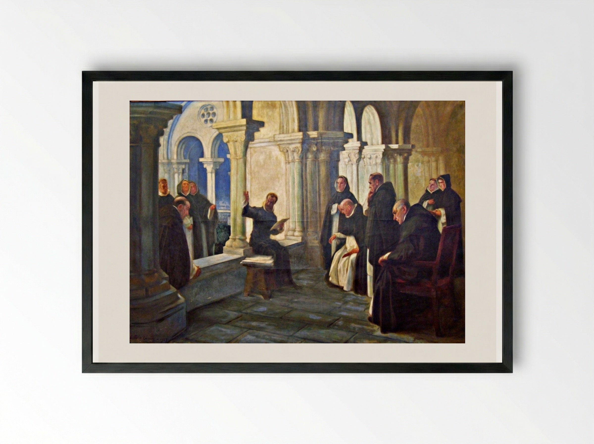 Camões lendo Os Lusíadas aos Frades de São Domingos - António Carneiro - Framed Print Black