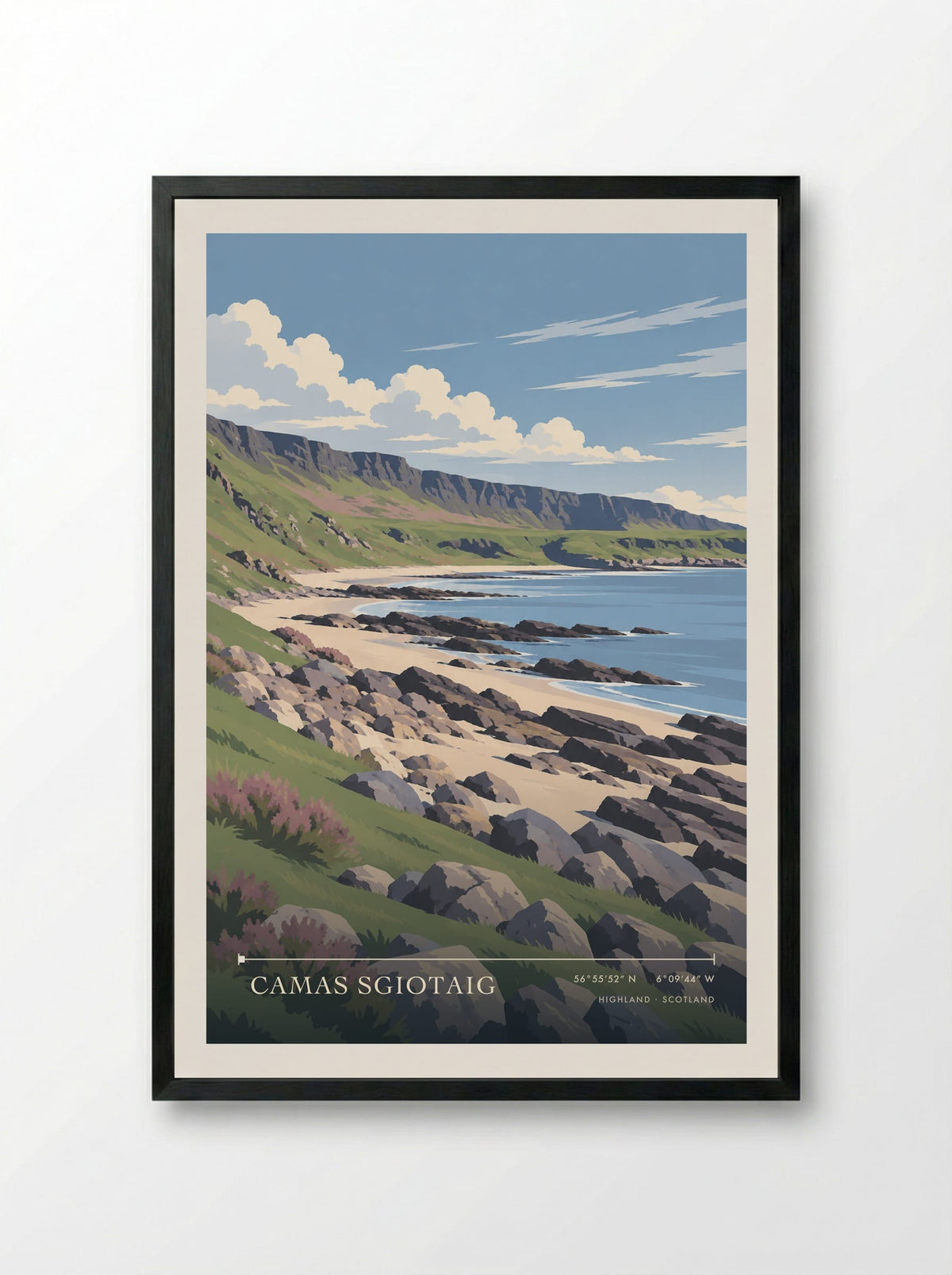 Camas Sgiotaig, Highland | Travel Poster - Framed Print Black