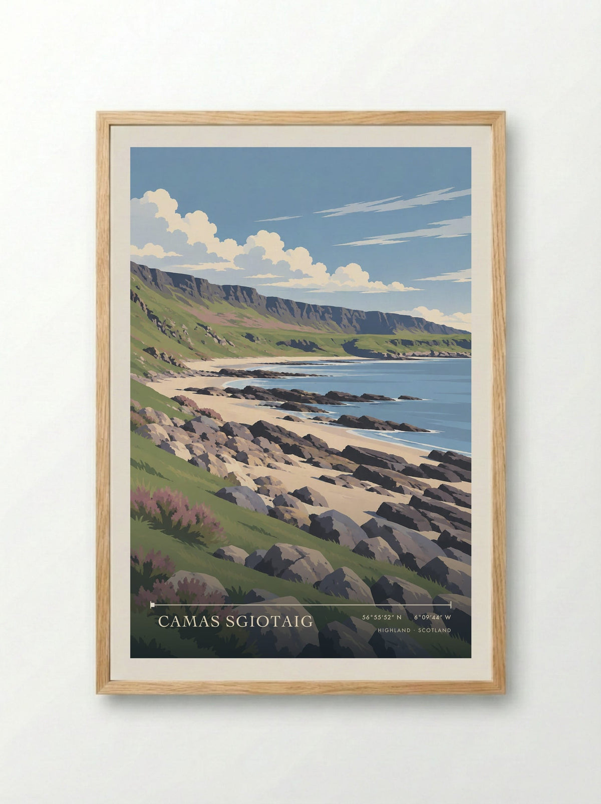 Camas Sgiotaig, Highland | Travel Poster - Framed Print Wood