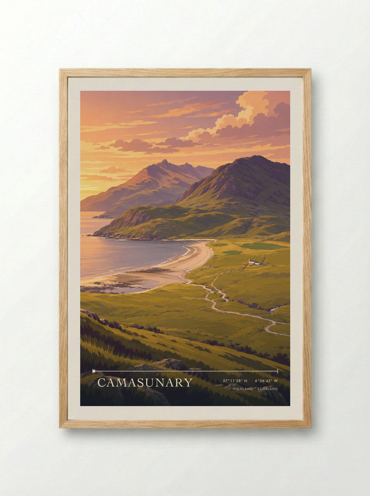 Camasunary, Highland | Travel Poster - Framed Print Wood