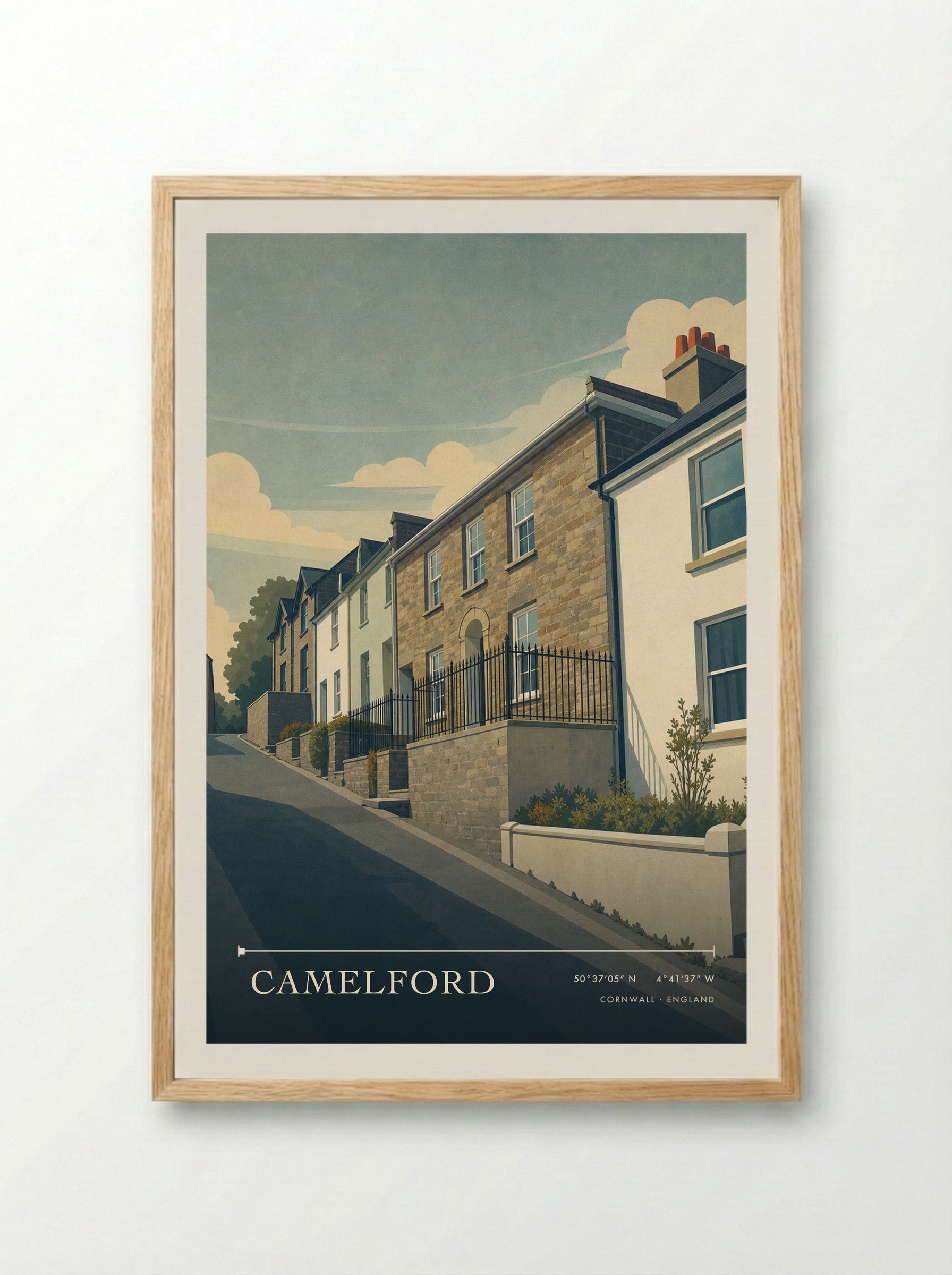 Camelford Cornwall England Travel Poster - Framed Print Wood