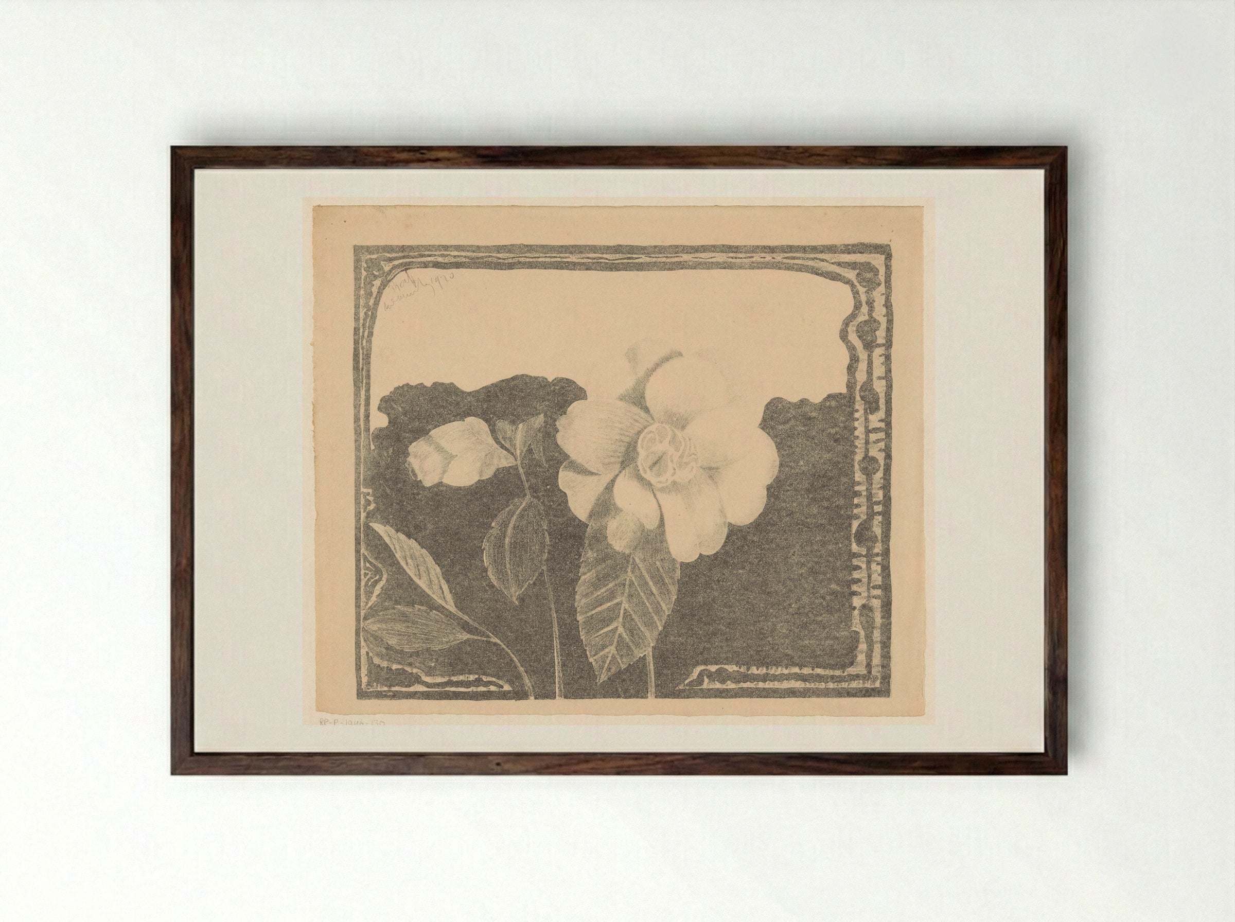 Camelia, links een bloem in knop - Samuel Jessurun de Mesquita - Framed Print Dark Wood