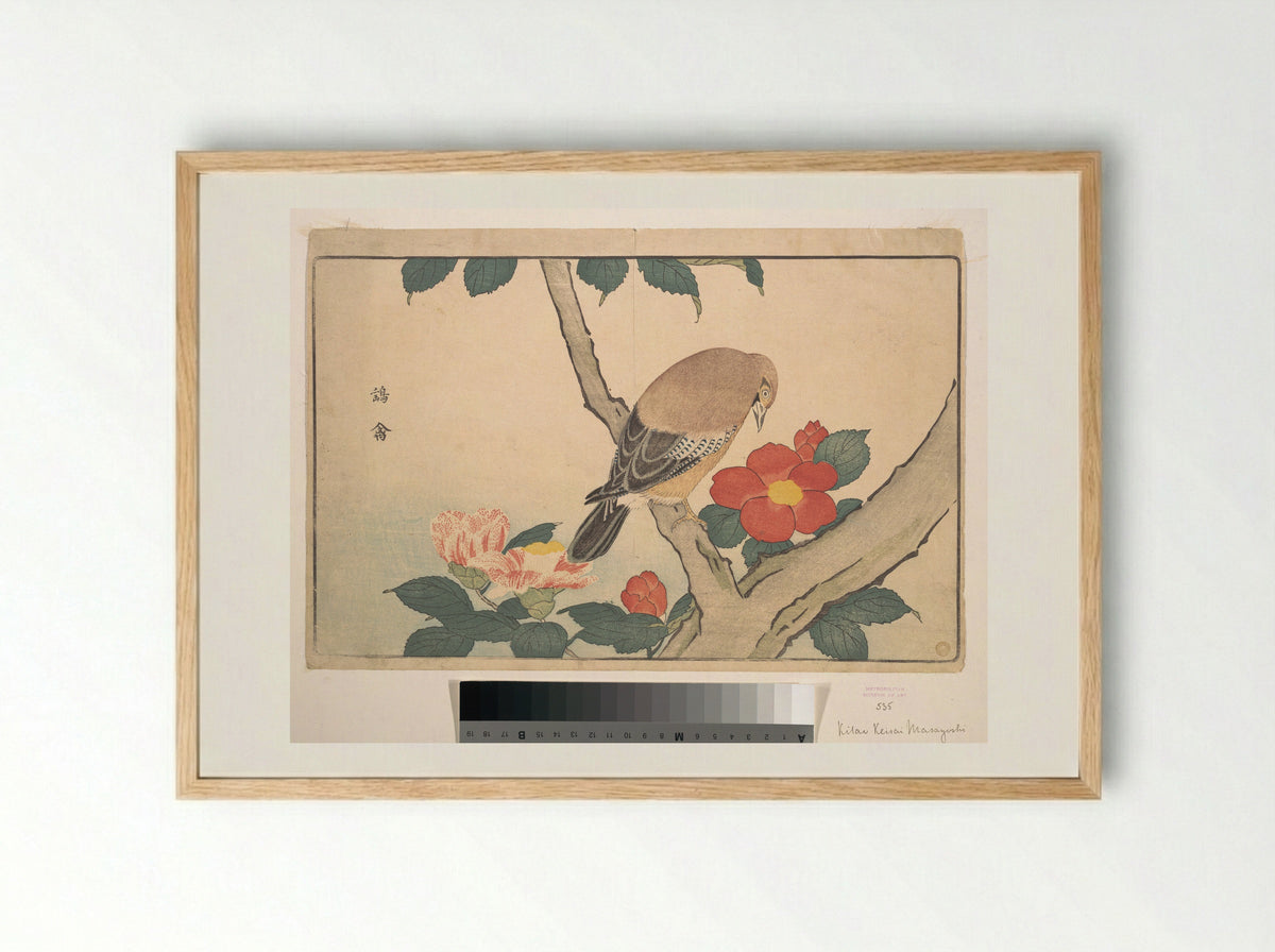 Camellias with a Bird - Kuwagata Keisai - Framed Print Wood