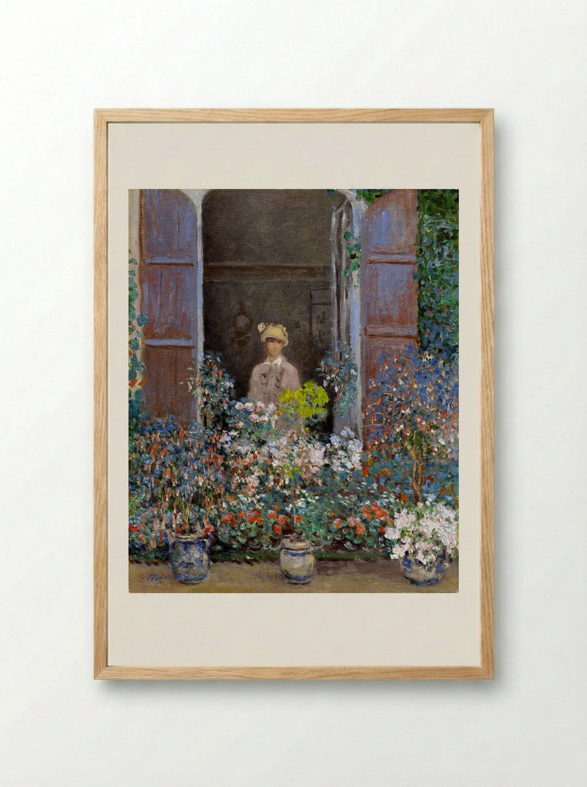 Camille Monet at the Window, Argenteuil - Claude Monet - Framed Print Wood