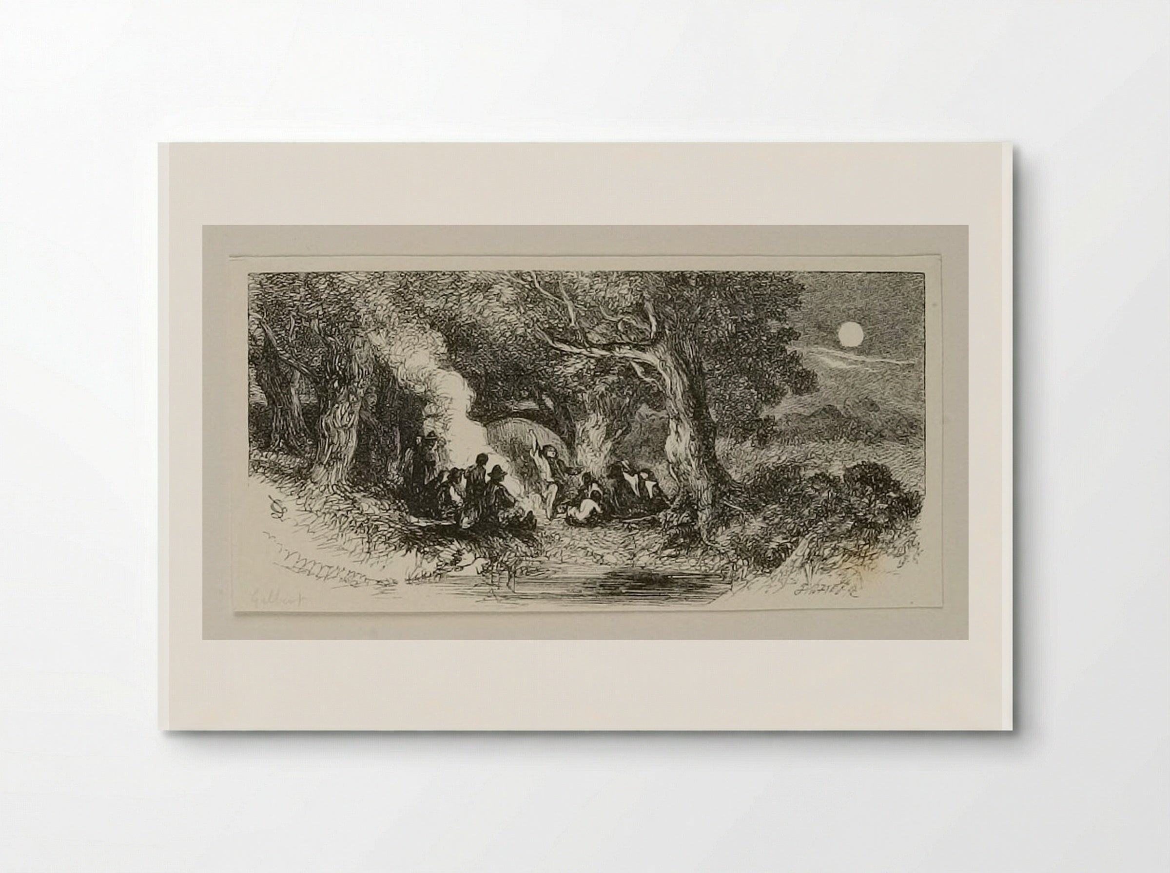 Camp Fire by Moonlight - Edward Dalziel - Poster