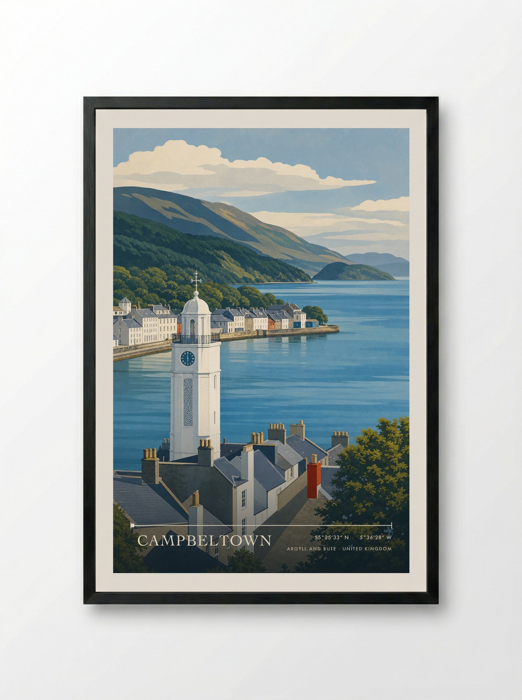 Campbeltown Argyll and Bute United Kingdom Travel Poster - Framed Print Black