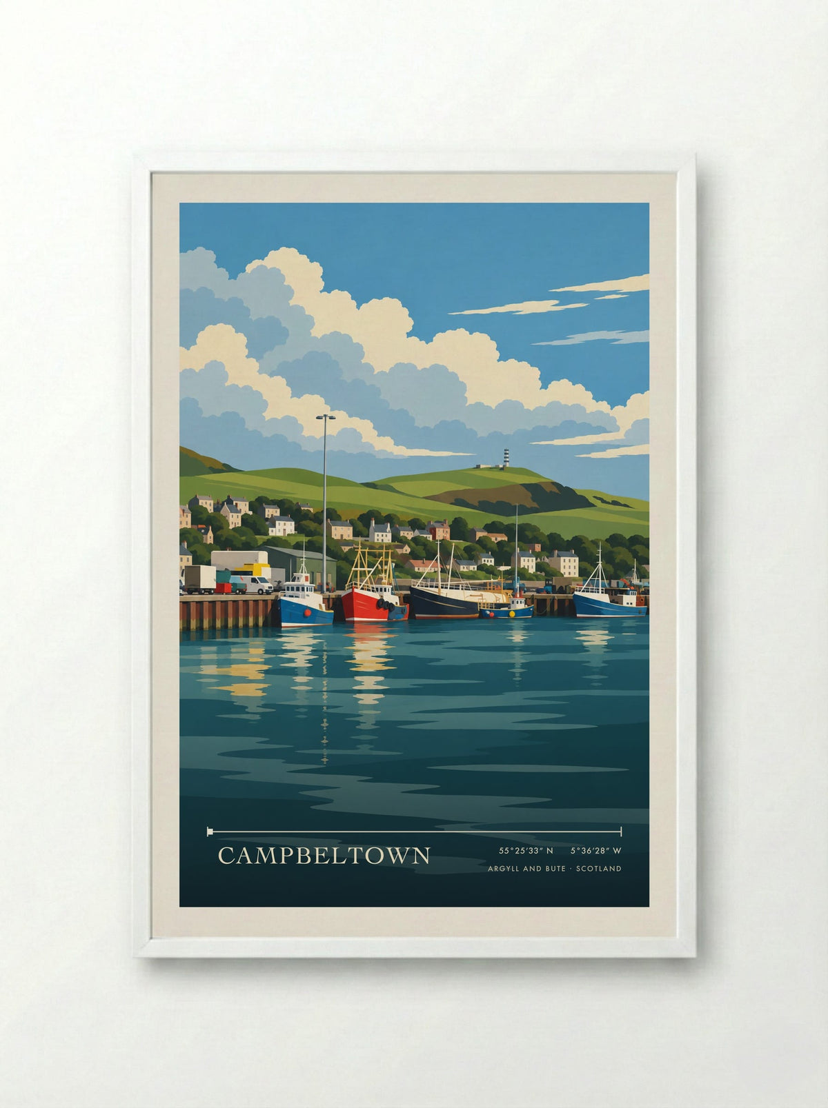 Campbeltown, Argyll and Bute | Travel Poster - Framed Print White