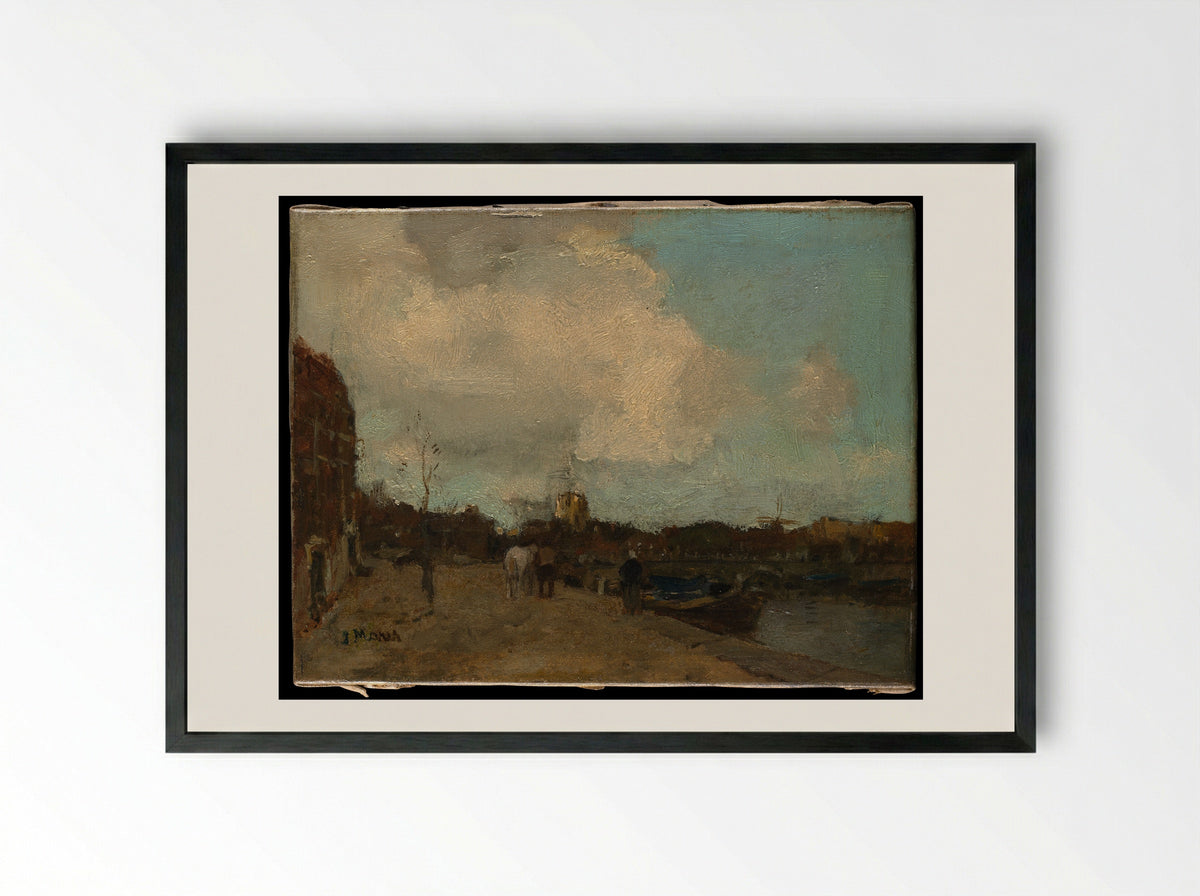 Canal Side - Jacob Maris - Framed Print Black