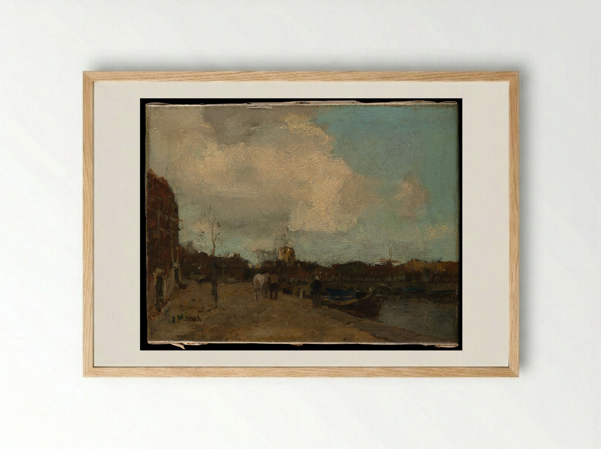 Canal Side - Jacob Maris - Framed Print Wood