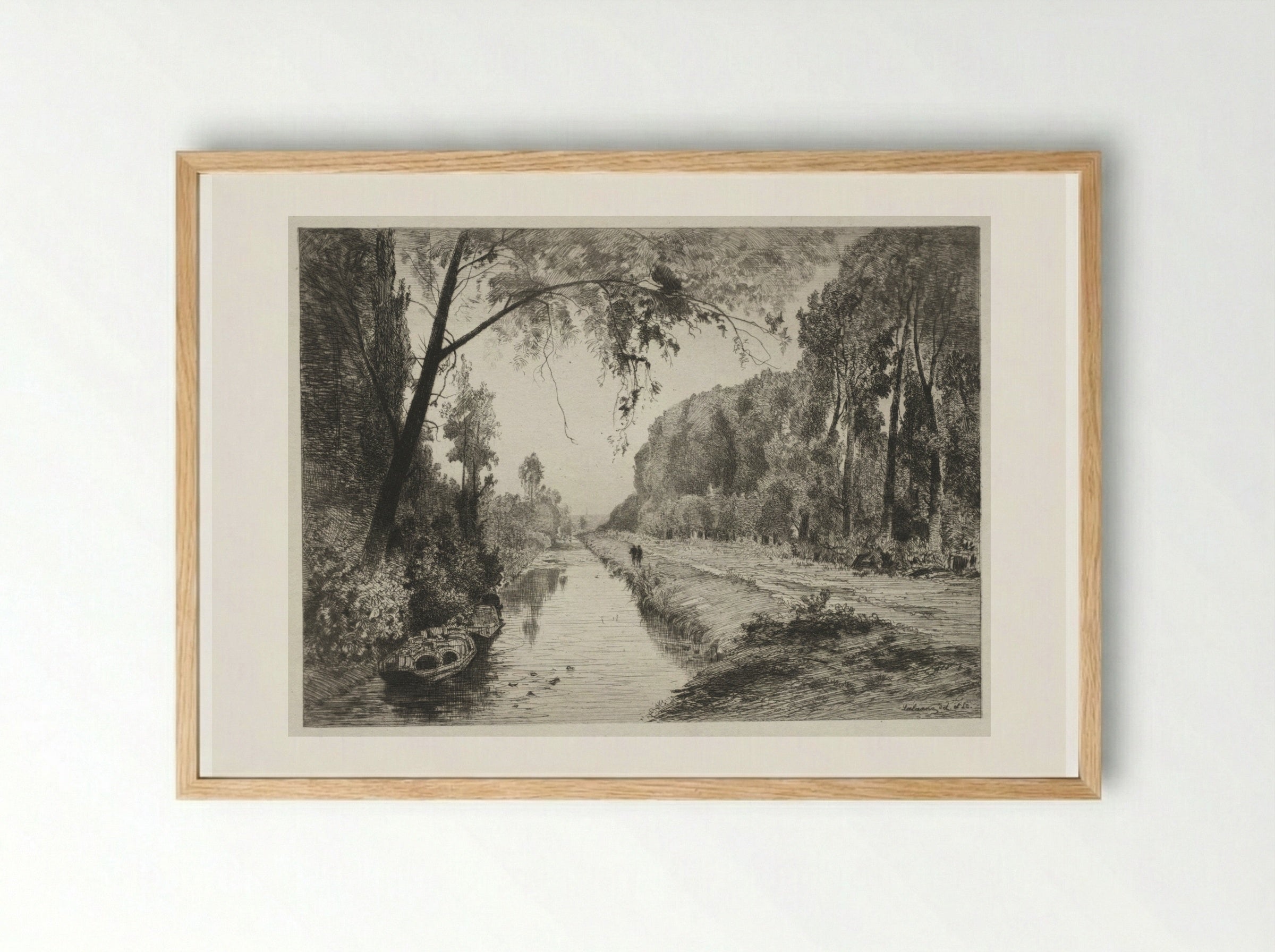 Canal at Pont Sainte-Maxence - Maxime Lalanne - Framed Print Wood