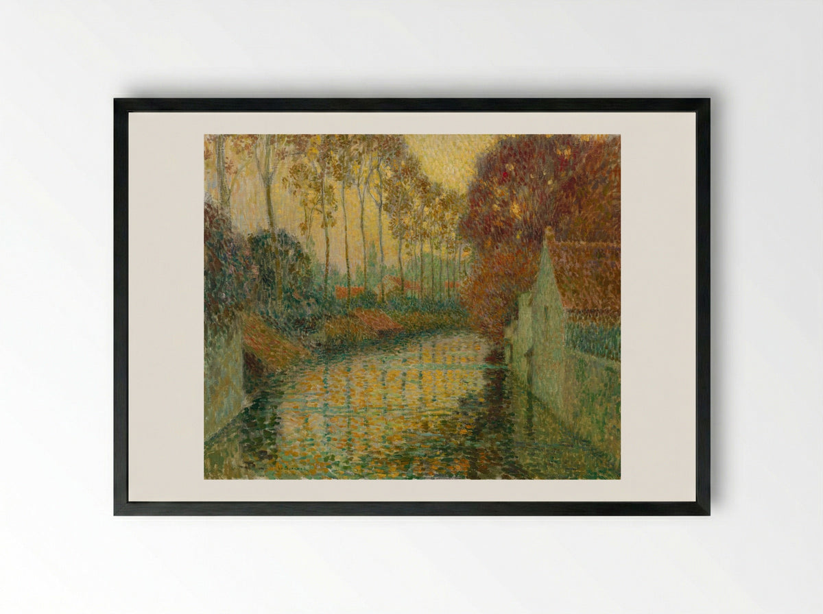 Canal in Autumn (Gisors) - Henri Le Sidaner - Framed Print Black