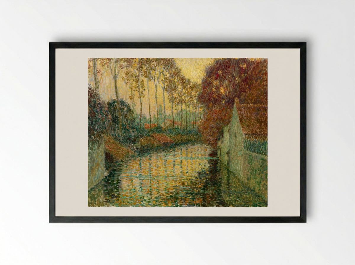 Canal in Autumn (Gisors) - Henri Le Sidaner - Framed Print Black