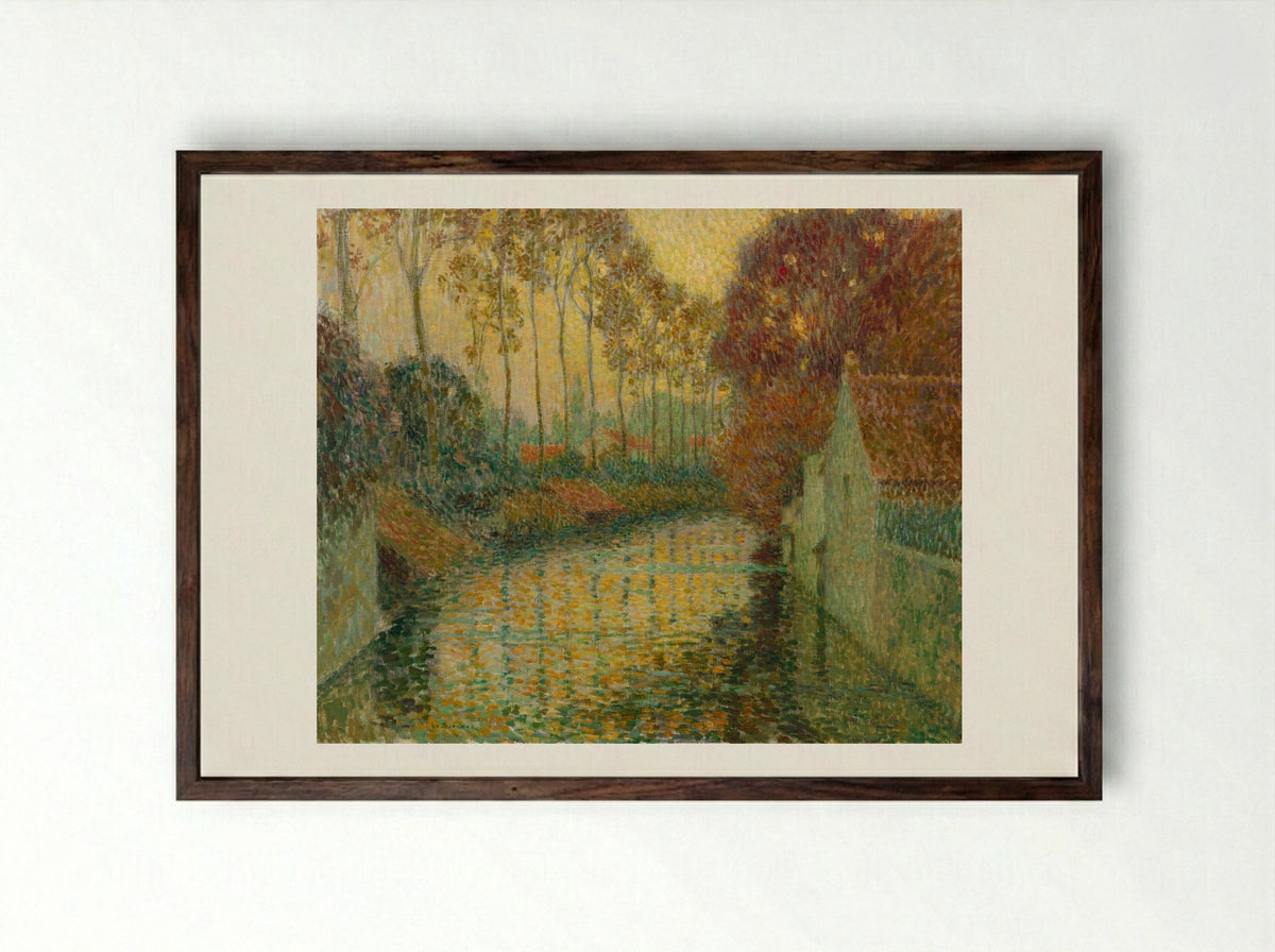 Canal in Autumn (Gisors) - Henri Le Sidaner - Framed Print Dark Wood