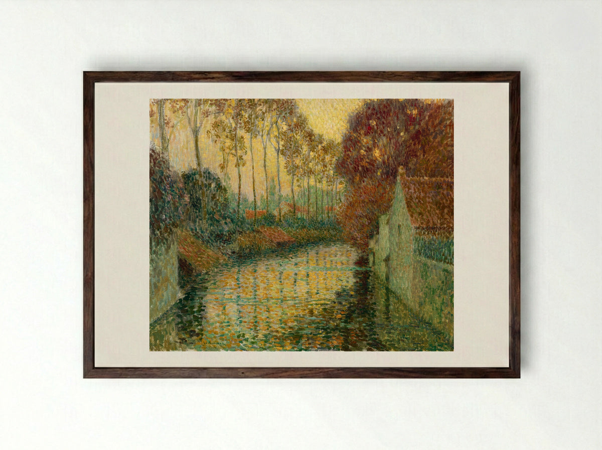 Canal in Autumn (Gisors) - Henri Le Sidaner - Framed Print Dark Wood