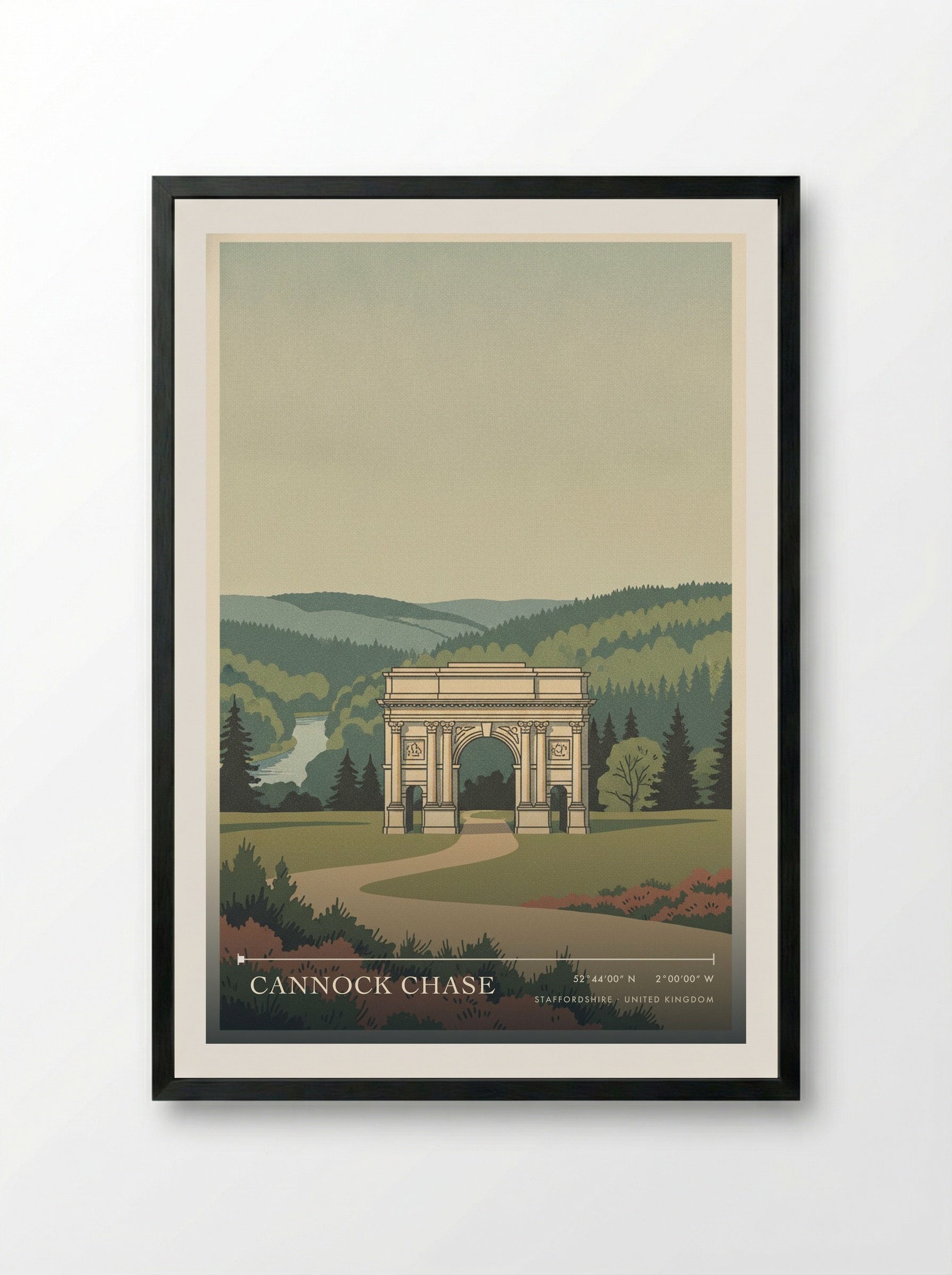 Cannock Chase Staffordshire United Kingdom Travel Poster - Framed Print Black