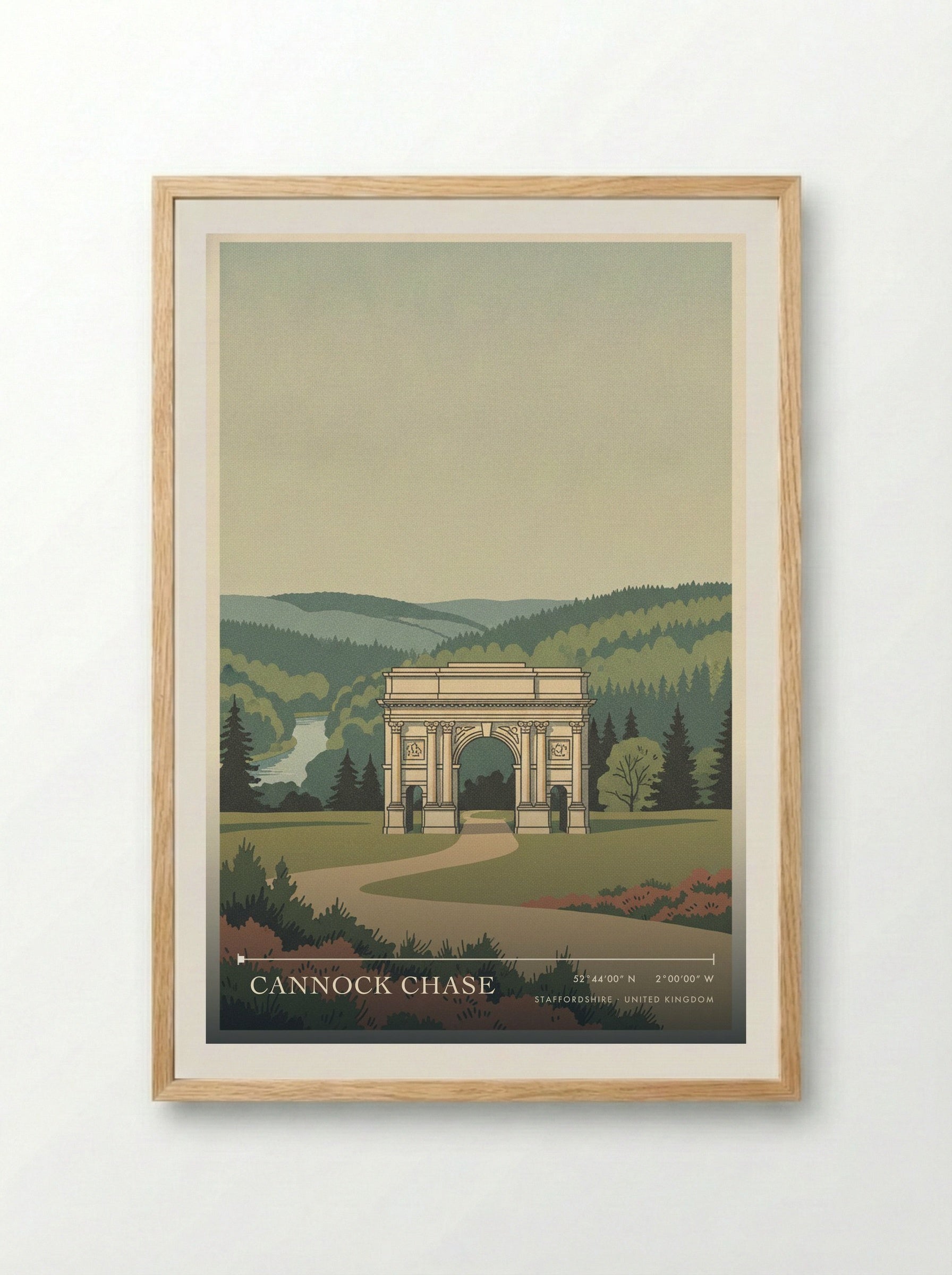 Cannock Chase Staffordshire United Kingdom Travel Poster - Framed Print Wood