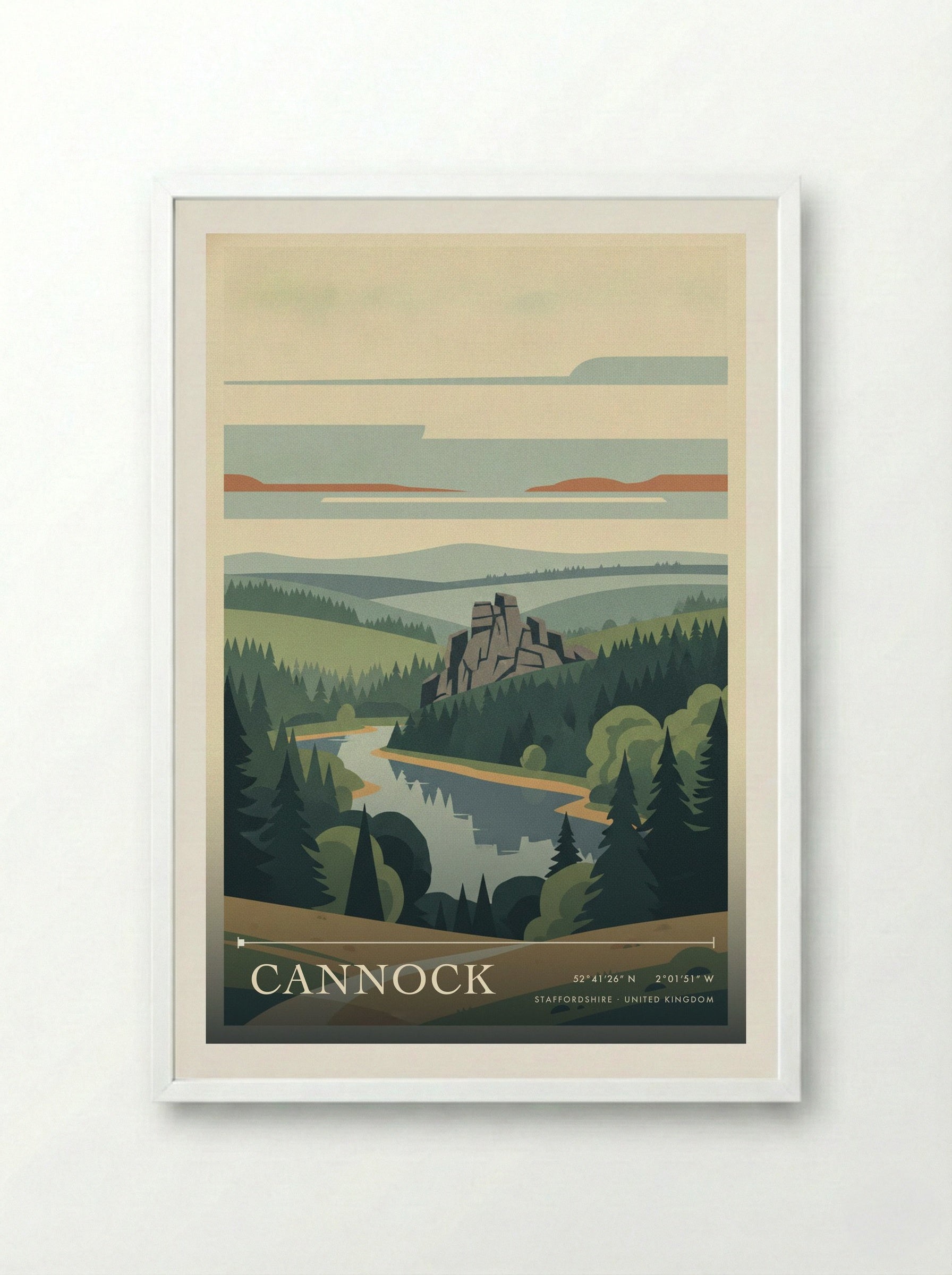 Cannock Staffordshire United Kingdom Travel Poster - Framed Print White