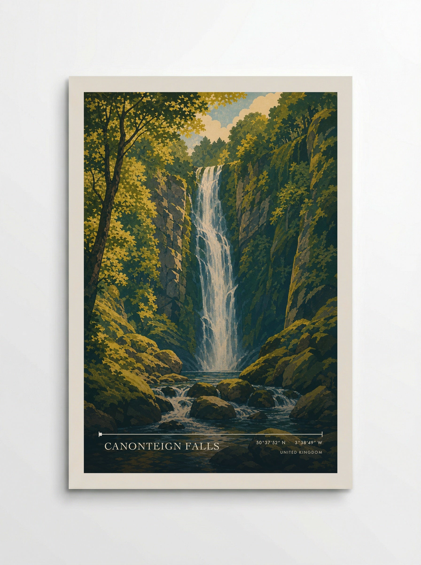 Canonteign Falls United Kingdom Travel Poster - Poster