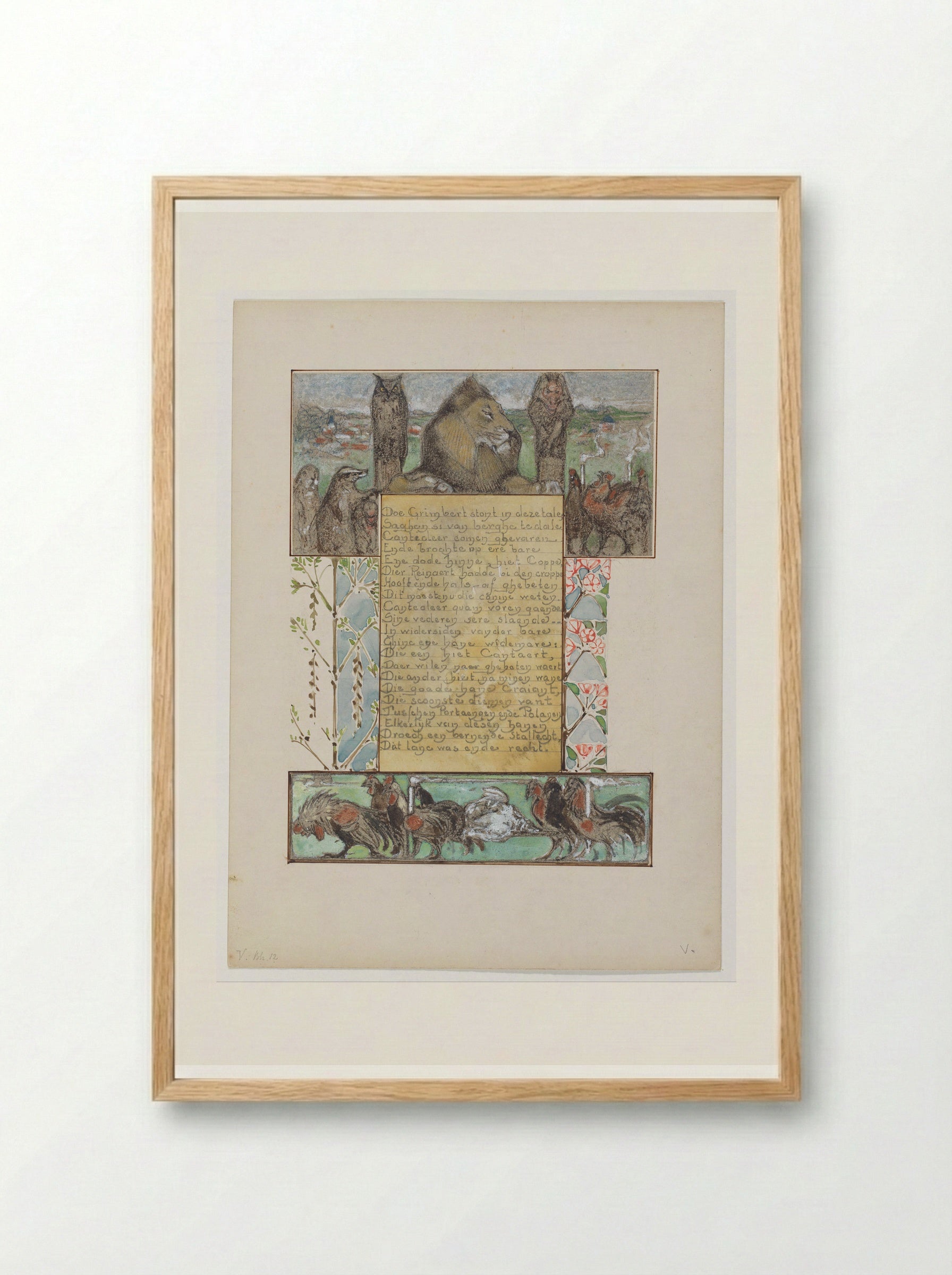 Canteclaer komt met gedode hen bij koning Nobel - Bernard Willem Wierink - Framed Print Wood
