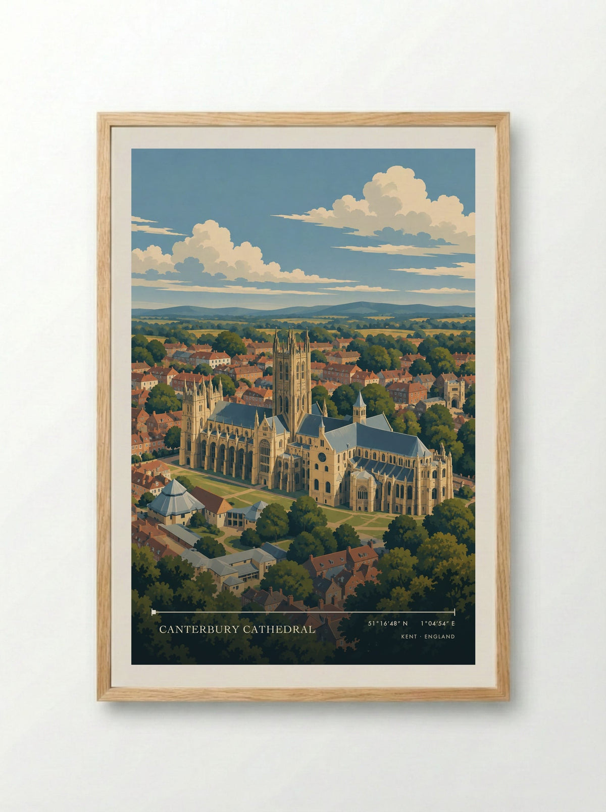 Canterbury Cathedral, Kent | Travel Poster - Framed Print Wood