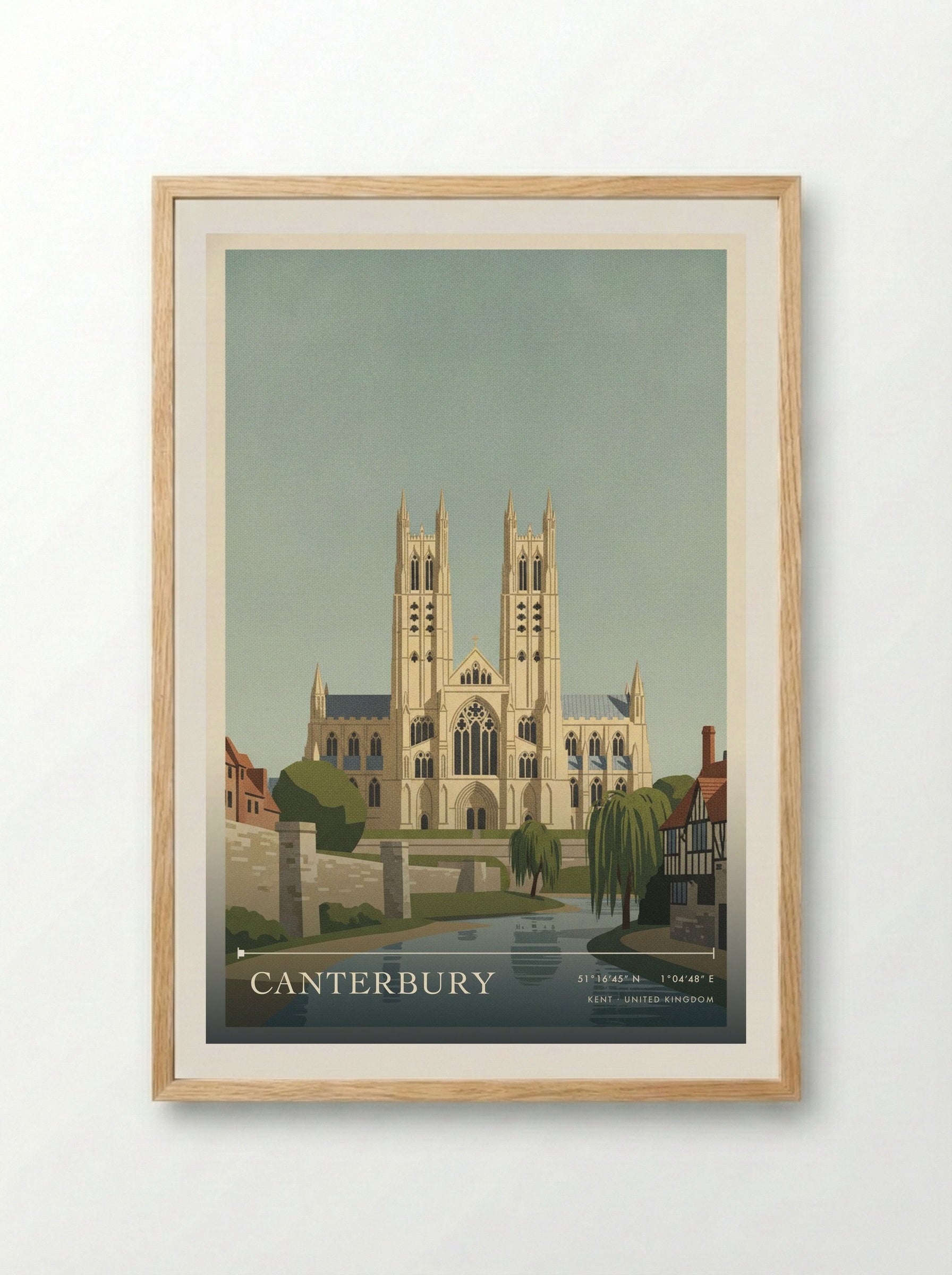 Canterbury Kent United Kingdom Travel Poster - Framed Print Wood