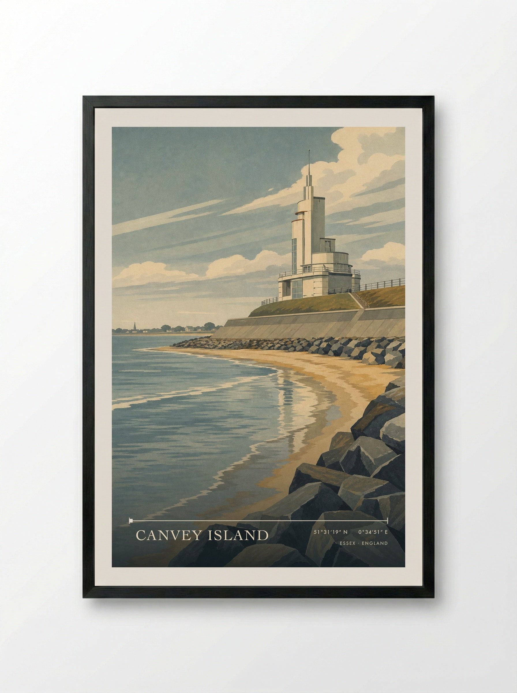 Canvey Island Essex England Travel Poster - Framed Print Black