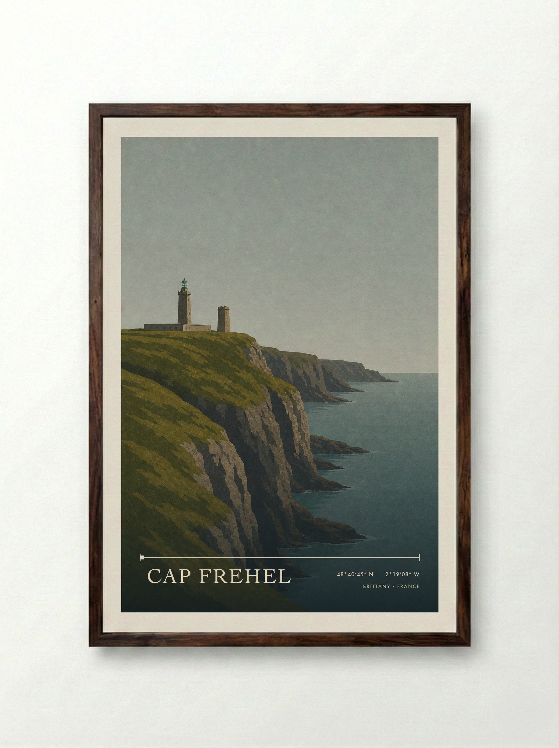 Cap Frehel Travel Poster Artwork - Framed Print Dark Wood