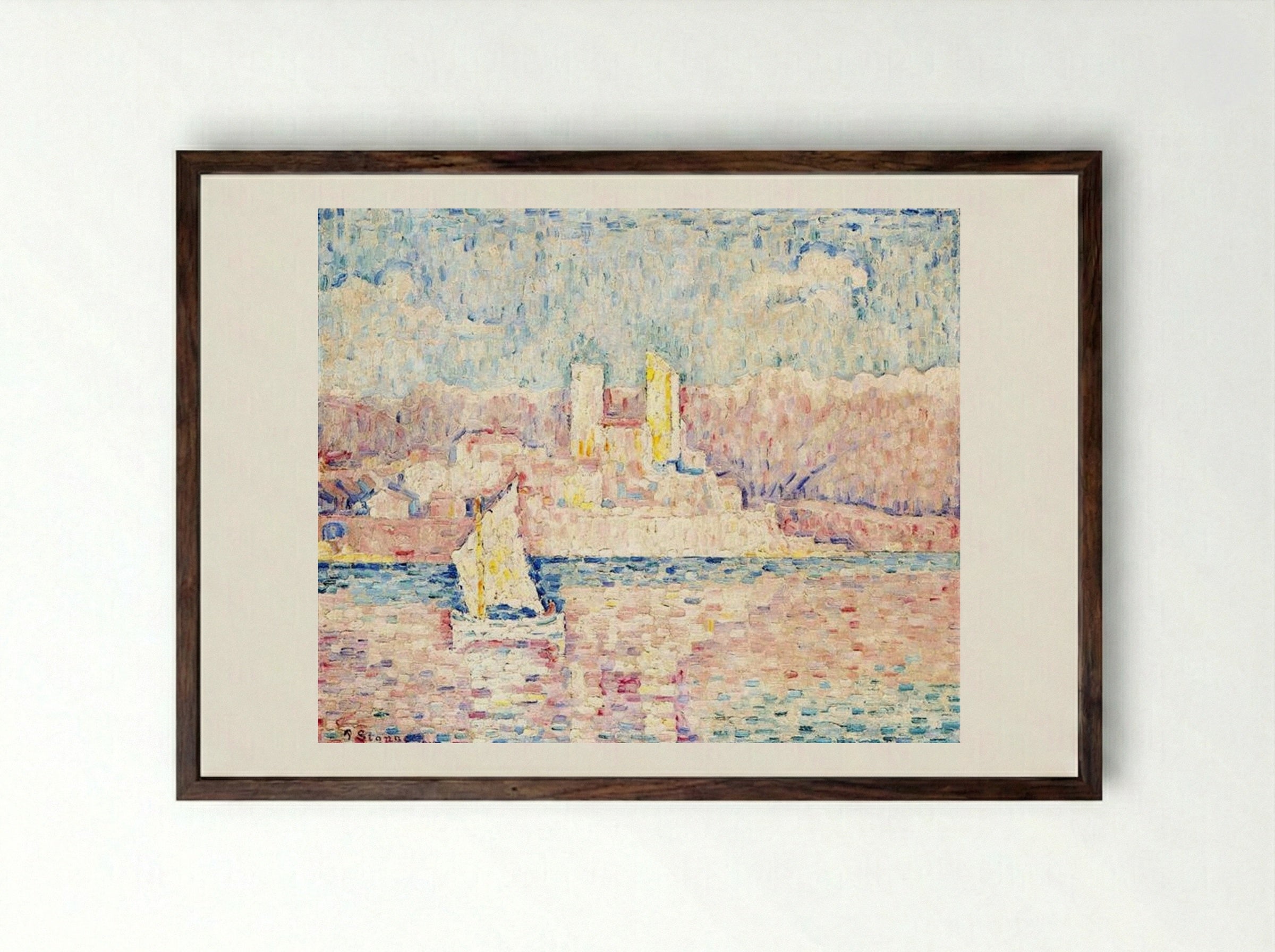 Cap d'Antibes - Paul Signac - Framed Print Dark Wood