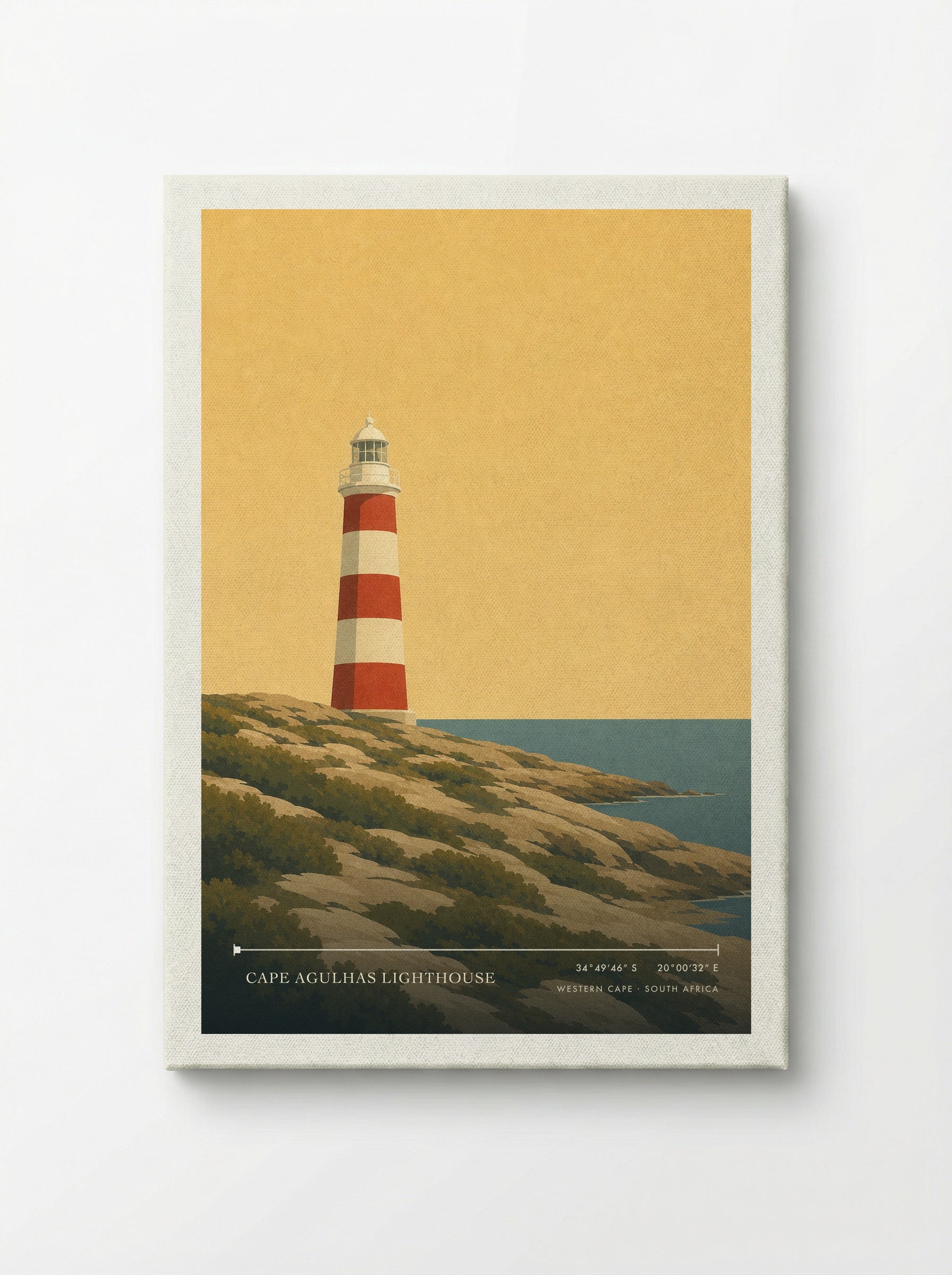 Cape Agulhas Lighthouse Travel Poster Artwork - Canvas