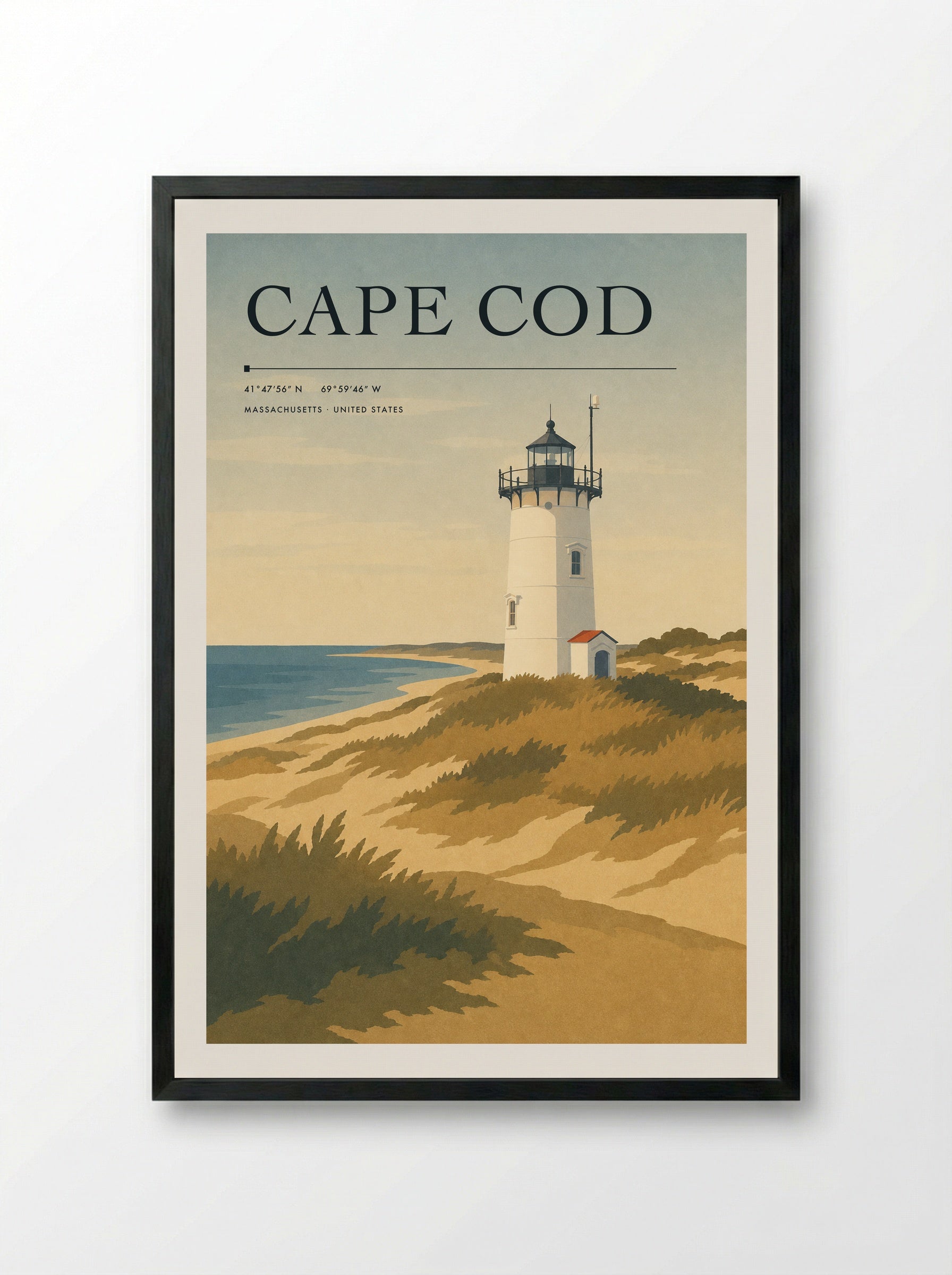 Cape Cod Travel Poster Artwork - Framed Print Black