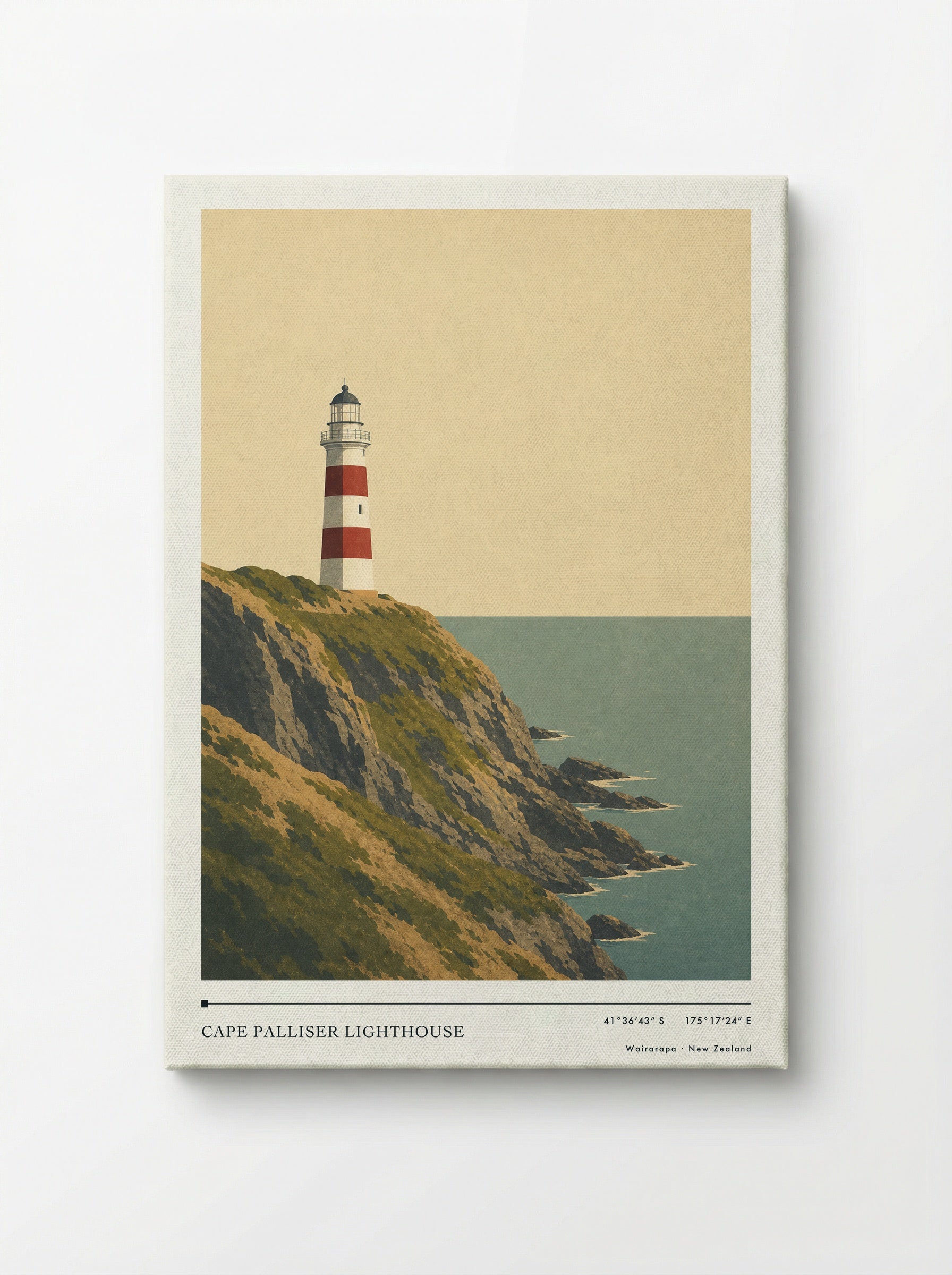 Cape Palliser Lighthouse Travel Poster Artwork - Canvas