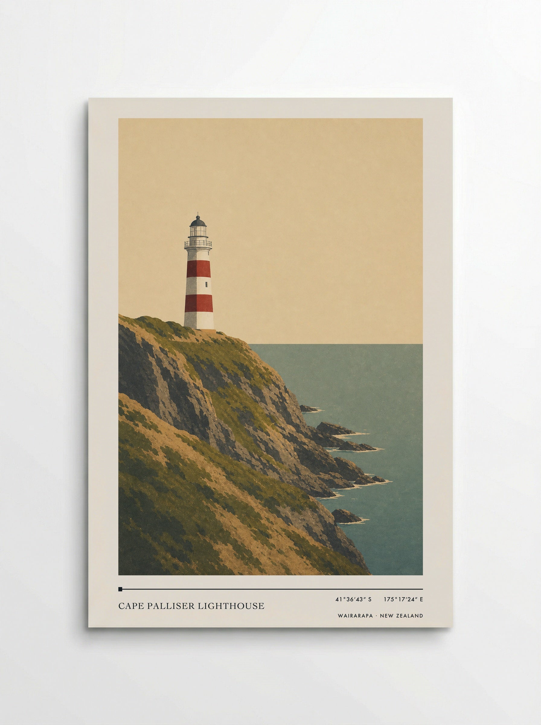 Cape Palliser Lighthouse Travel Poster Artwork - Poster