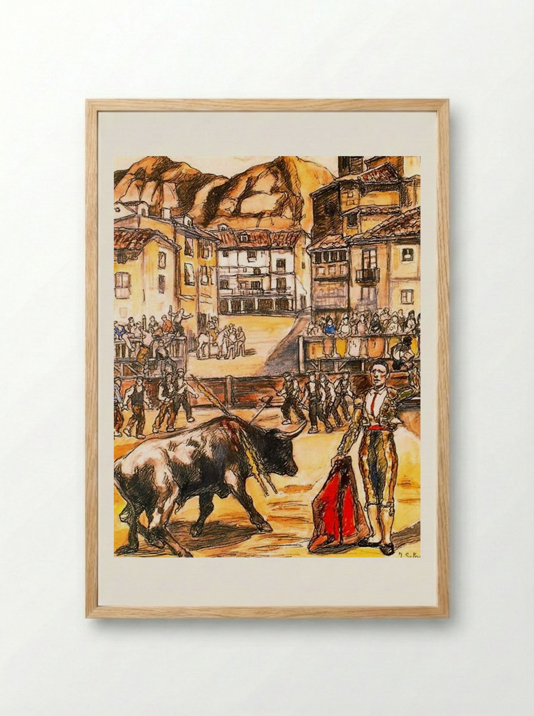 Cape in a Village - José Gutiérrez Solana - Framed Print Wood