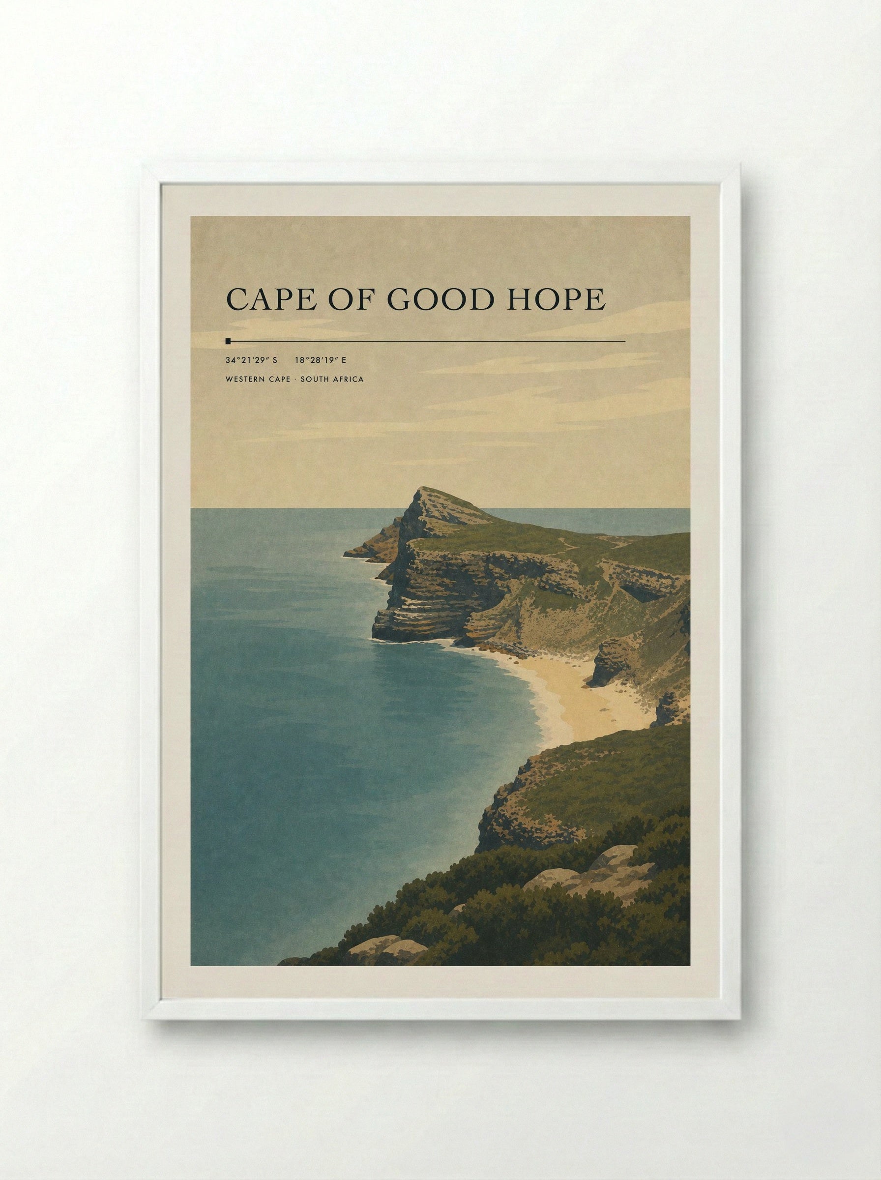 Cape of Good Hope Travel Poster Artwork - Framed Print White