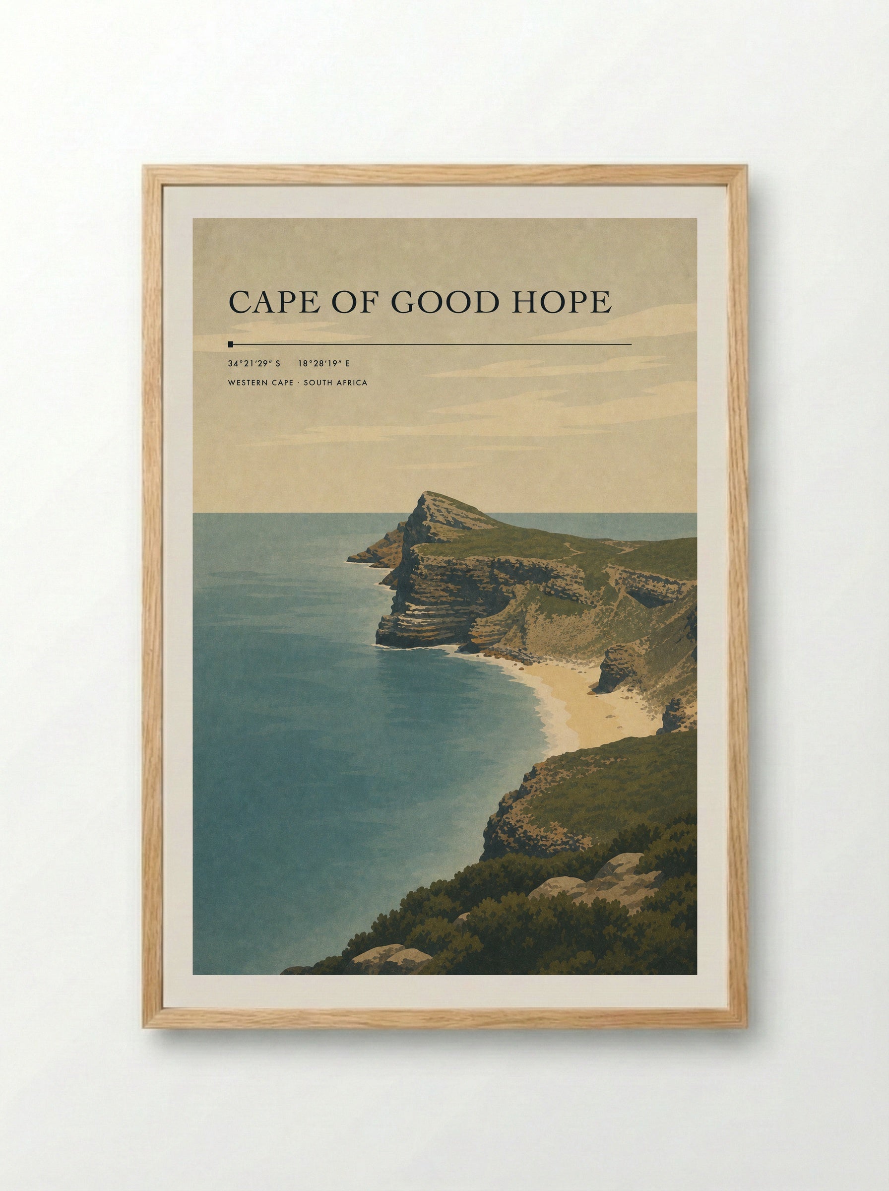 Cape of Good Hope Travel Poster Artwork - Framed Print Wood
