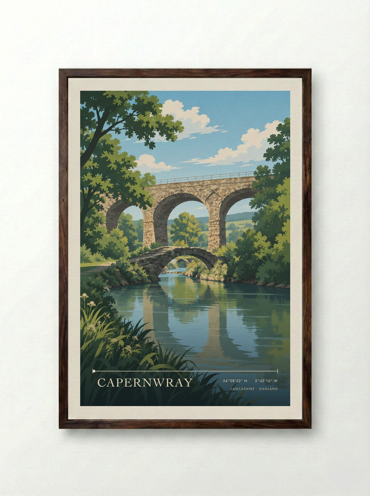 Capernwray, Lancashire | Travel Poster - Framed Print Dark Wood