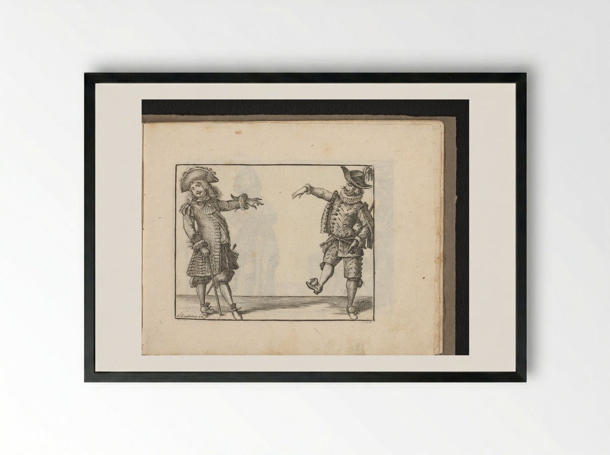 Capitano and a Wealthy Man - Jean Moncornet - Framed Print Black