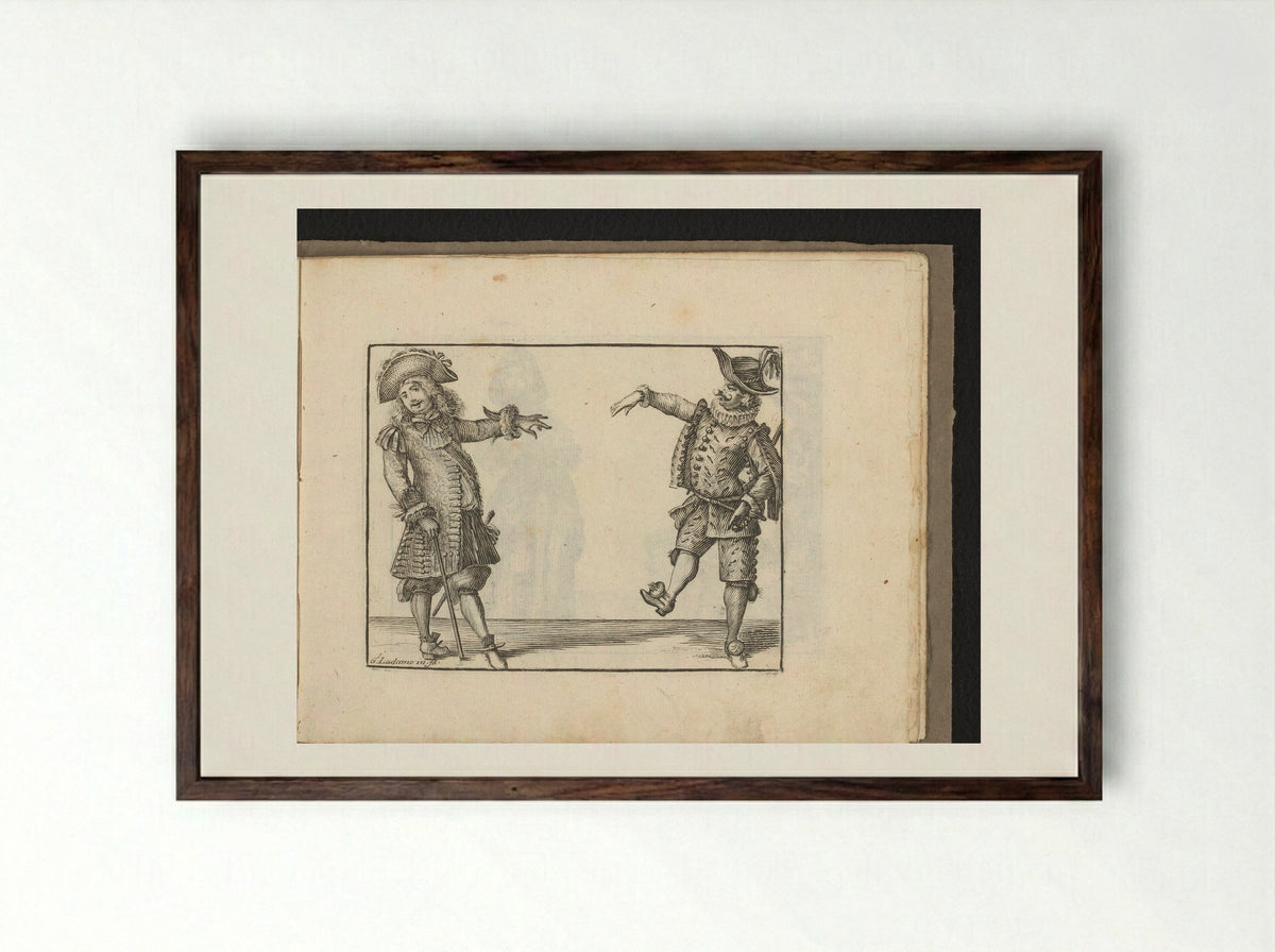 Capitano and a Wealthy Man - Jean Moncornet - Framed Print Dark Wood