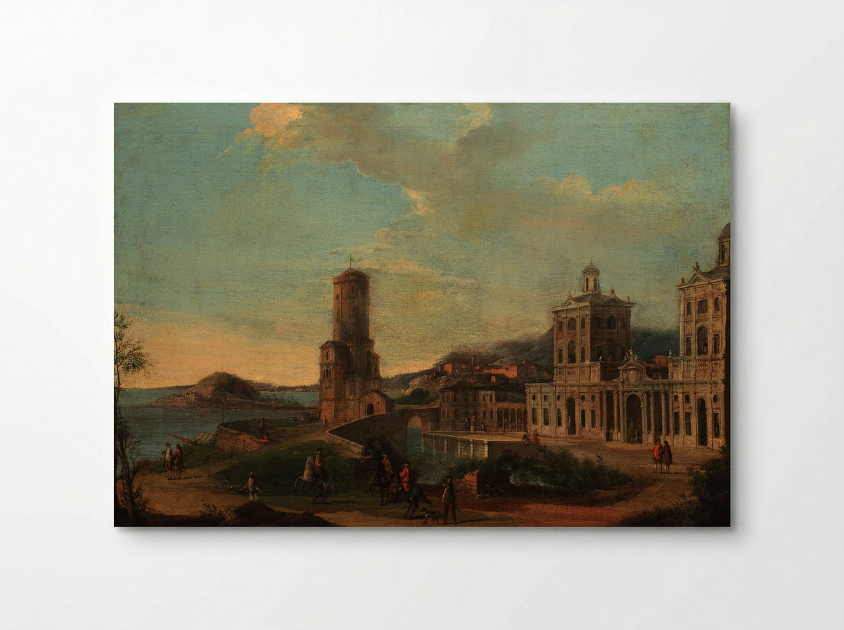 Capriccio with a Tower and Classical Buildings - Francesco Battaglioli - Poster