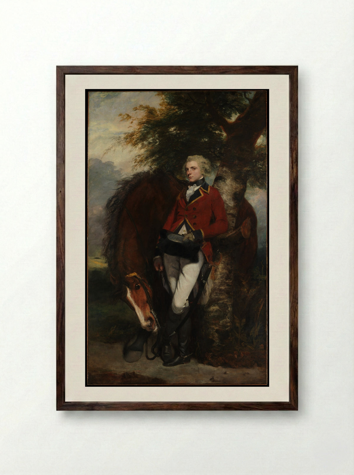 Captain George K. H. Coussmaker - Sir Joshua Reynolds - Framed Print Dark Wood