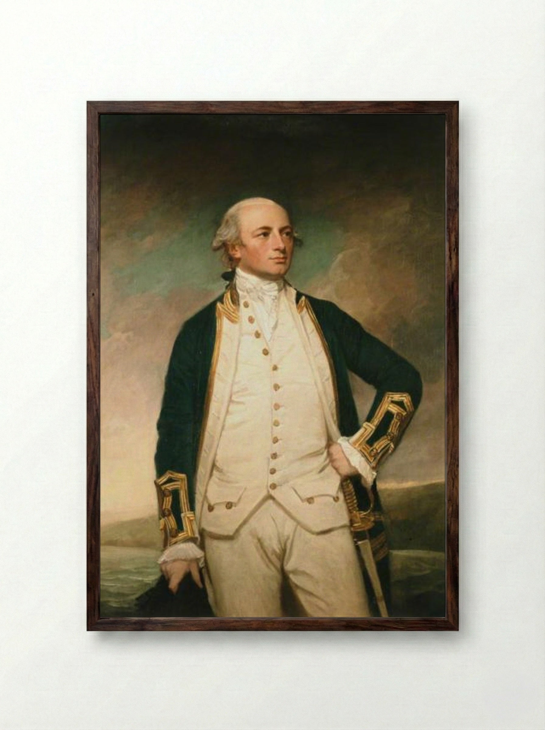 Captain William Peere Williams - George Romney - Framed Print Dark Wood