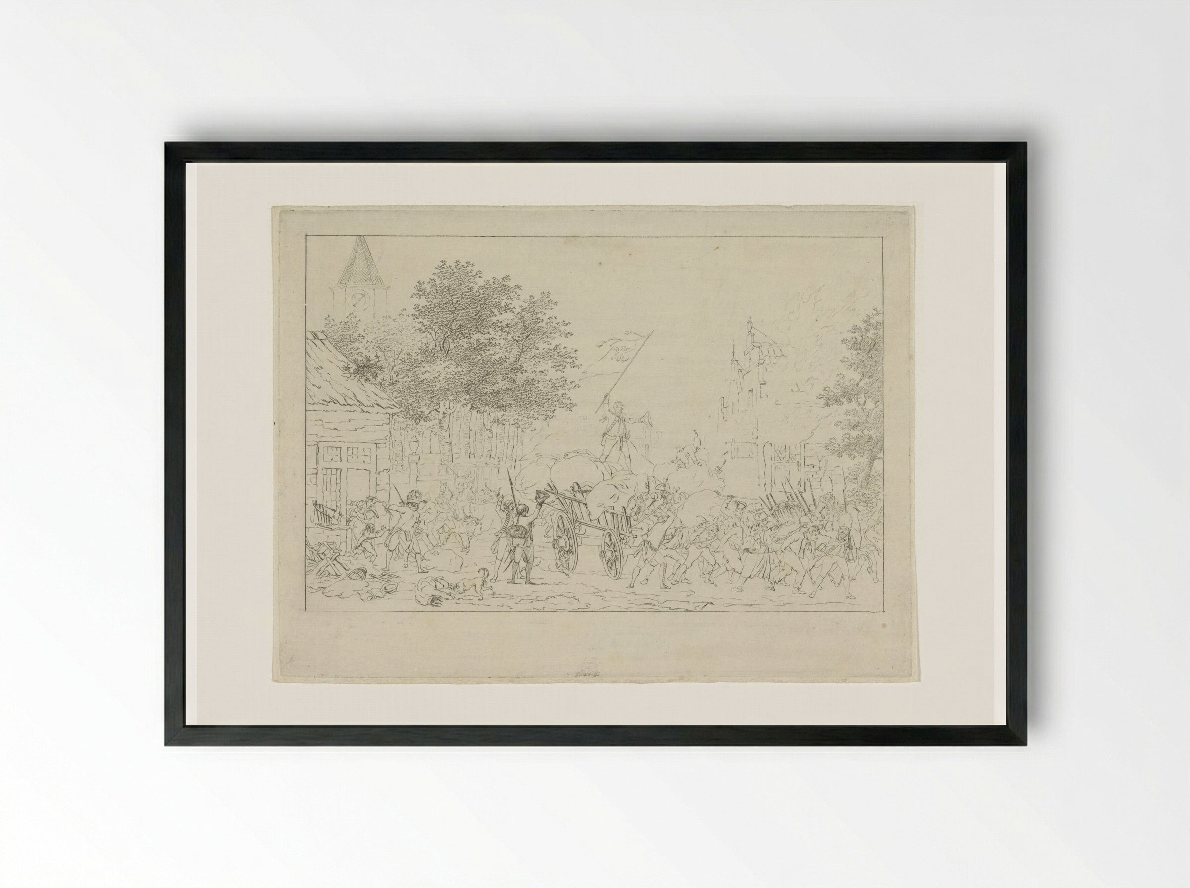 Capture and Plundering of a City by French Troops - Joannes Bemme - Framed Print Black