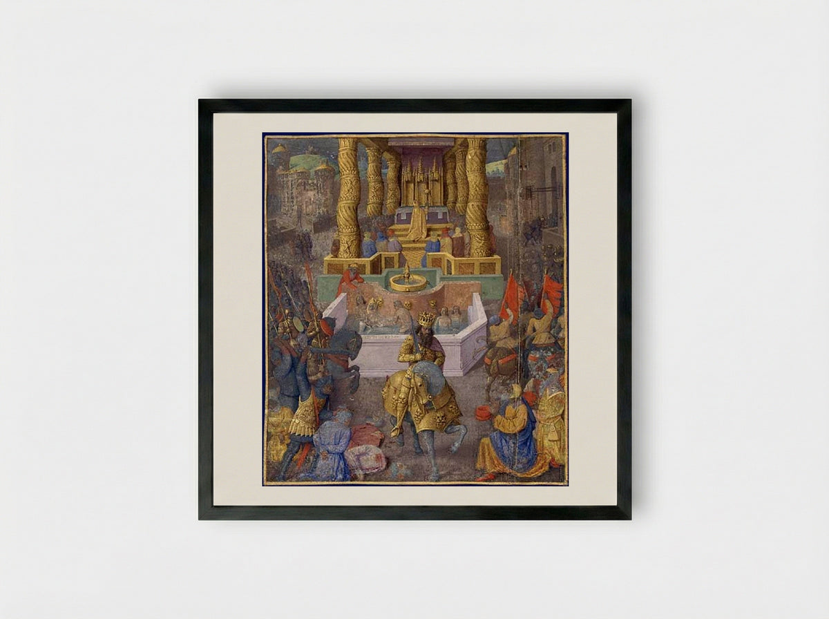 Capture of Jerusalem by Herod the Great - Jean Fouquet - Framed Print Black