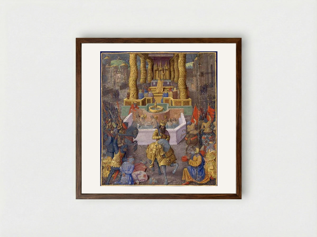 Capture of Jerusalem by Herod the Great - Jean Fouquet - Framed Print Dark Wood