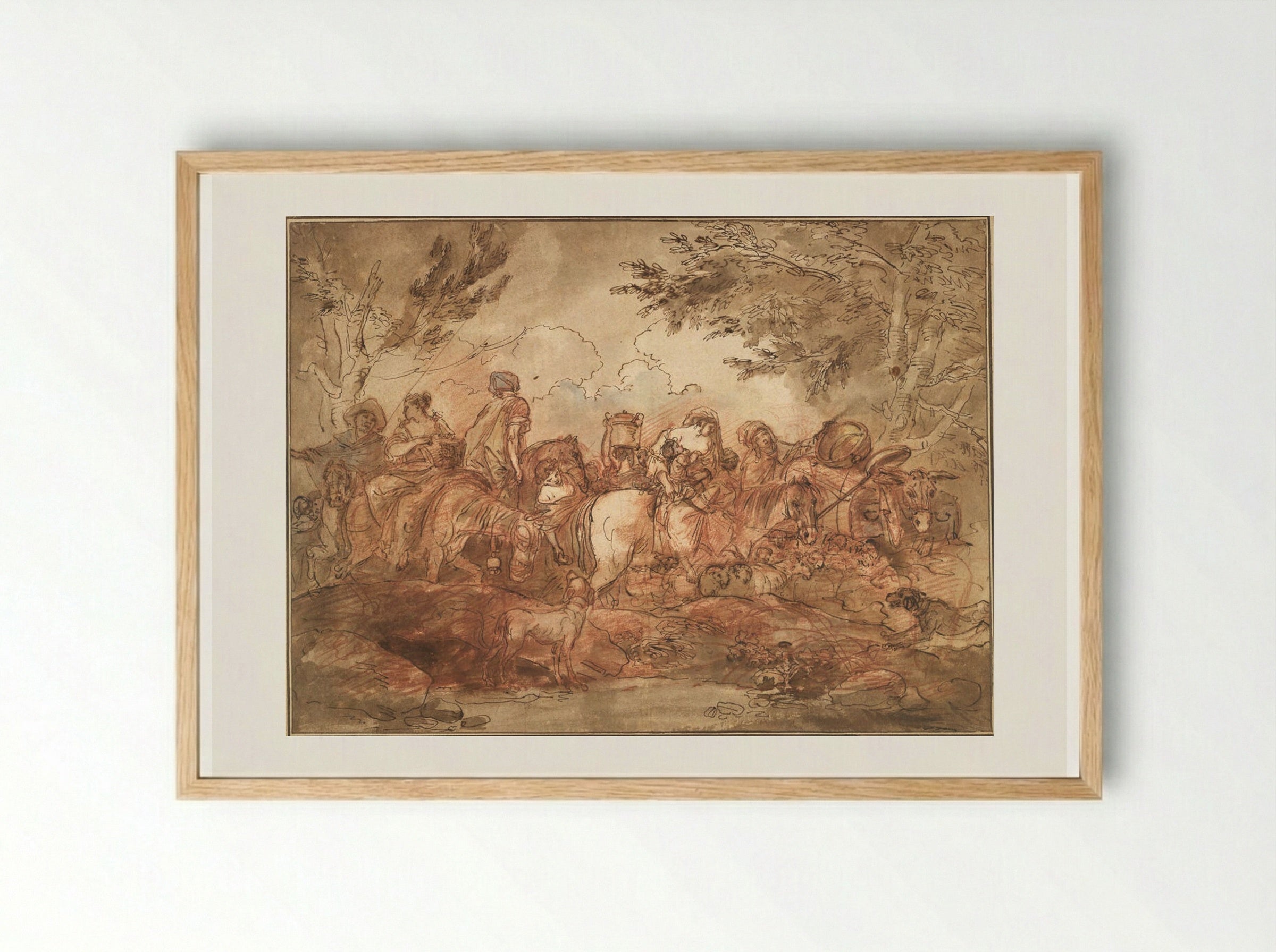 Caravan of Shepherds - Hubert Robert - Framed Print Wood