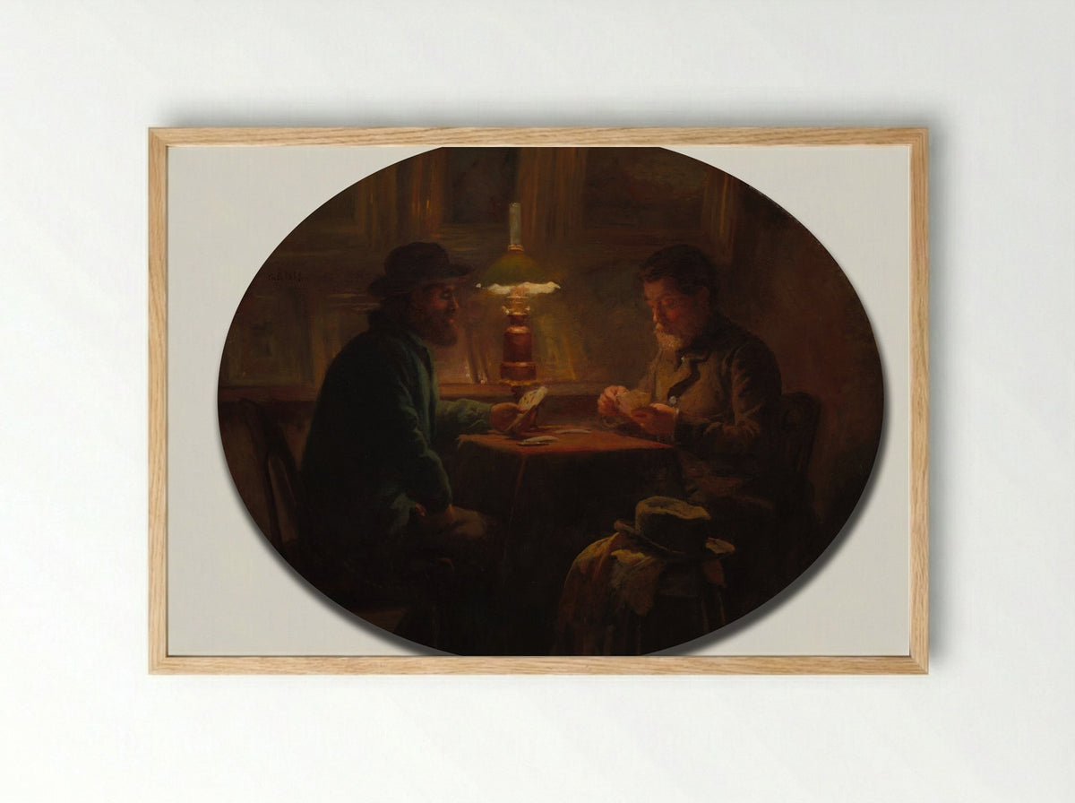 Card Game at le Père Martin - Adolphe-Félix Cals - Framed Print Wood