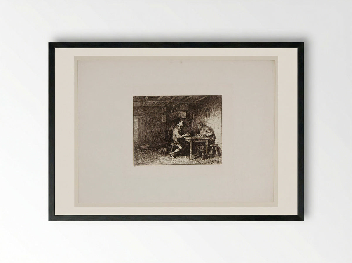 Card Players - Charles-Émile Jacque - Framed Print Black