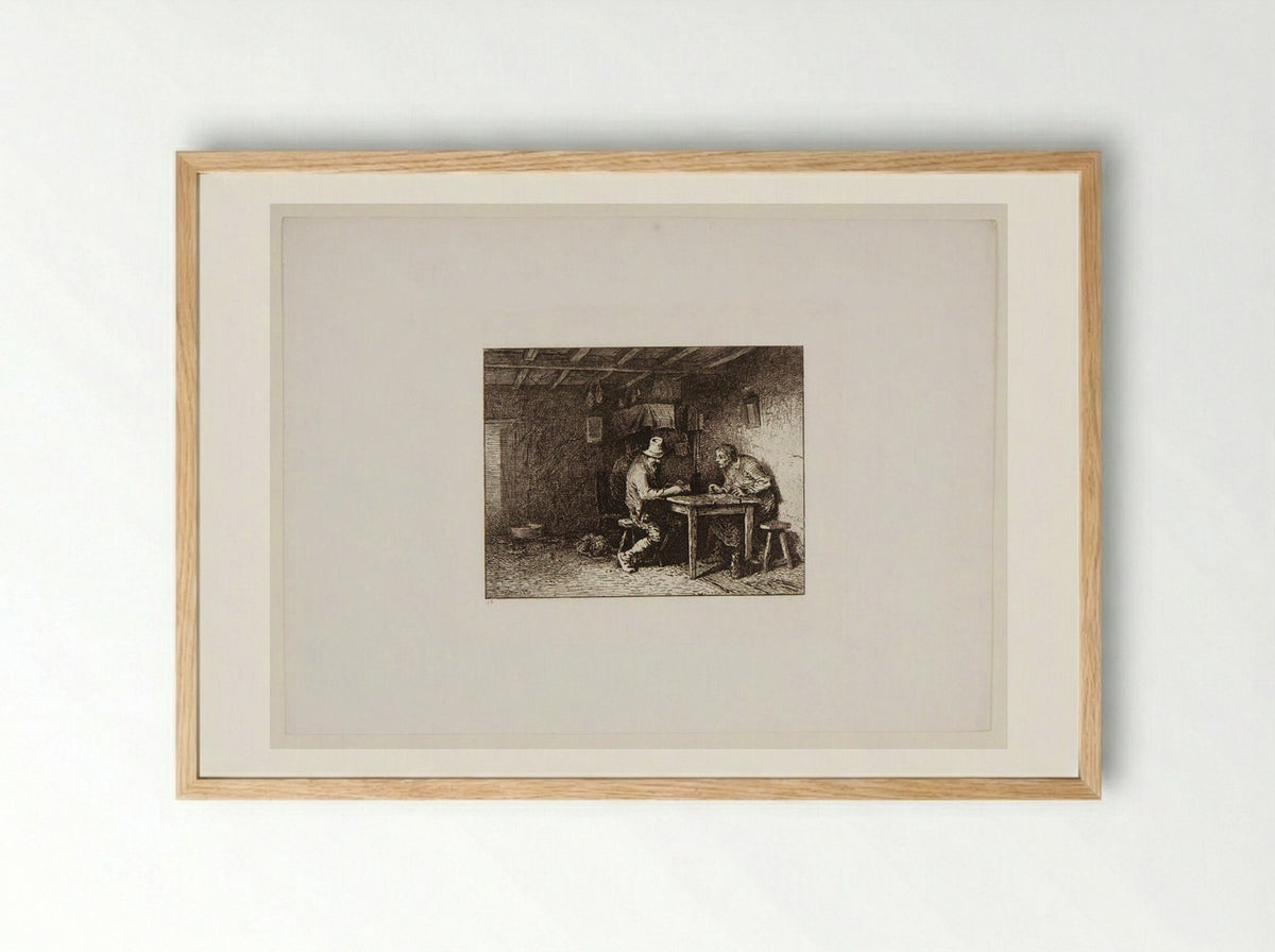 Card Players - Charles-Émile Jacque - Framed Print Wood