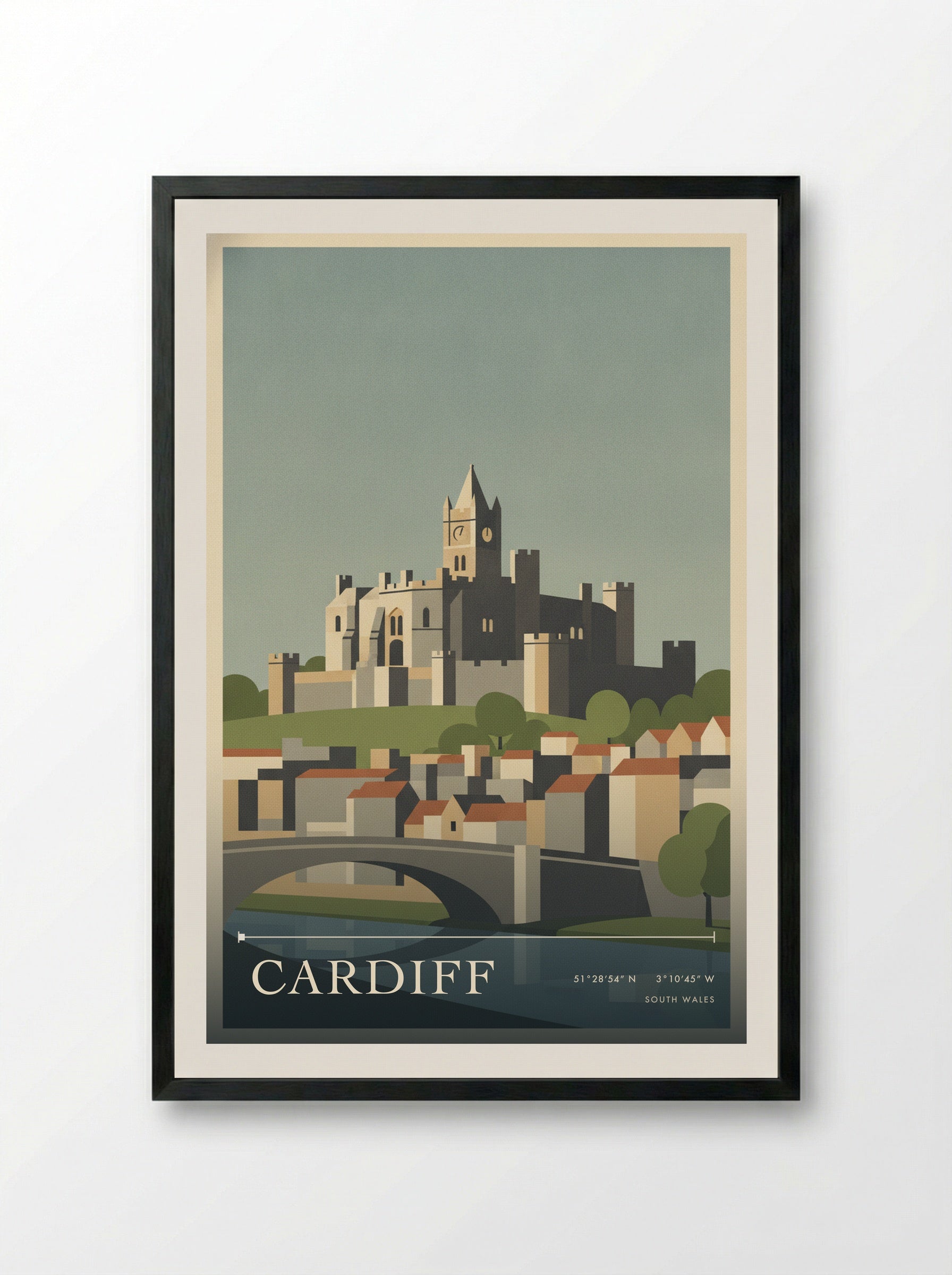Cardiff South Wales Wales Travel Poster - Framed Print Black