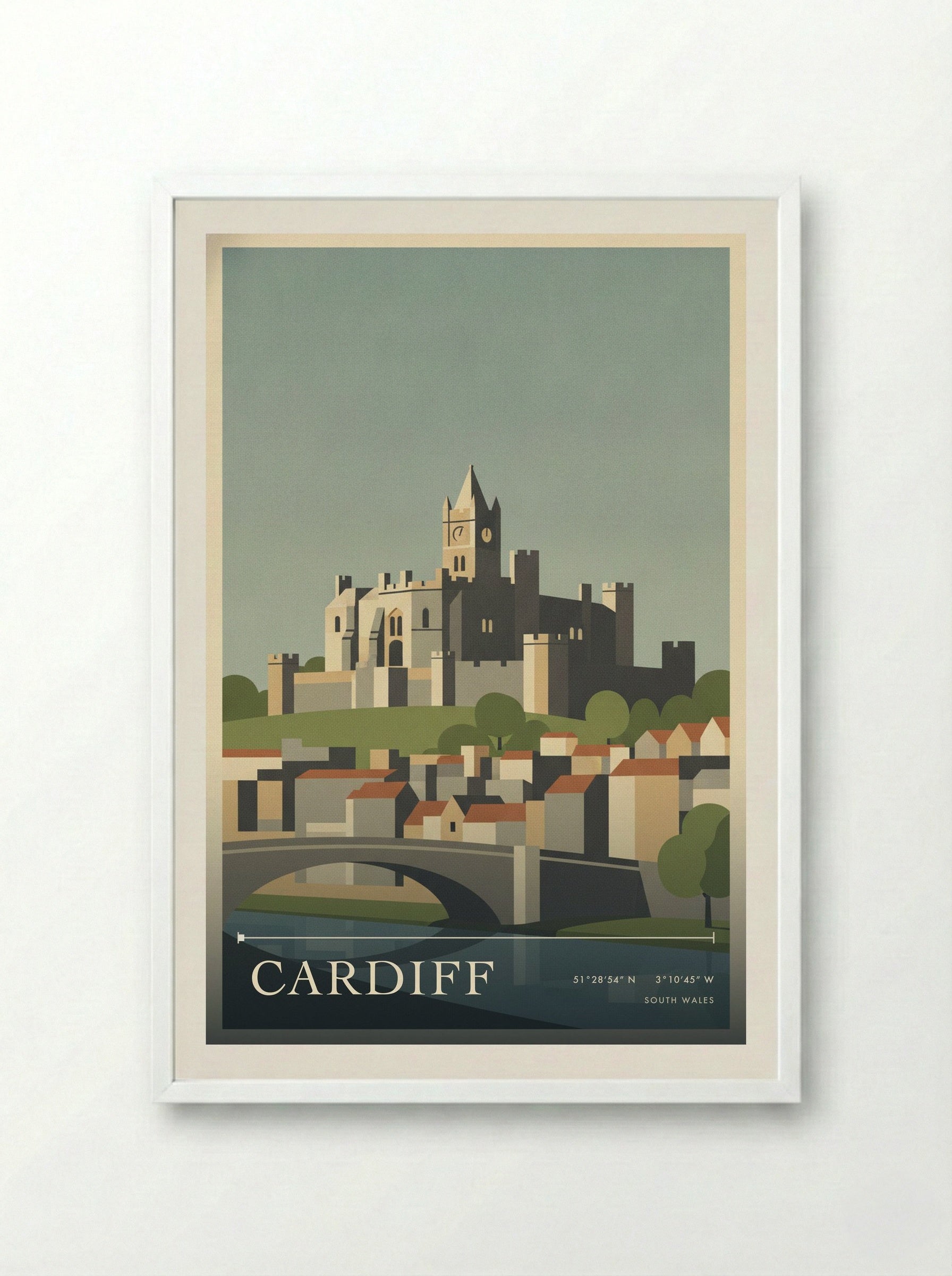 Cardiff South Wales Wales Travel Poster - Framed Print White